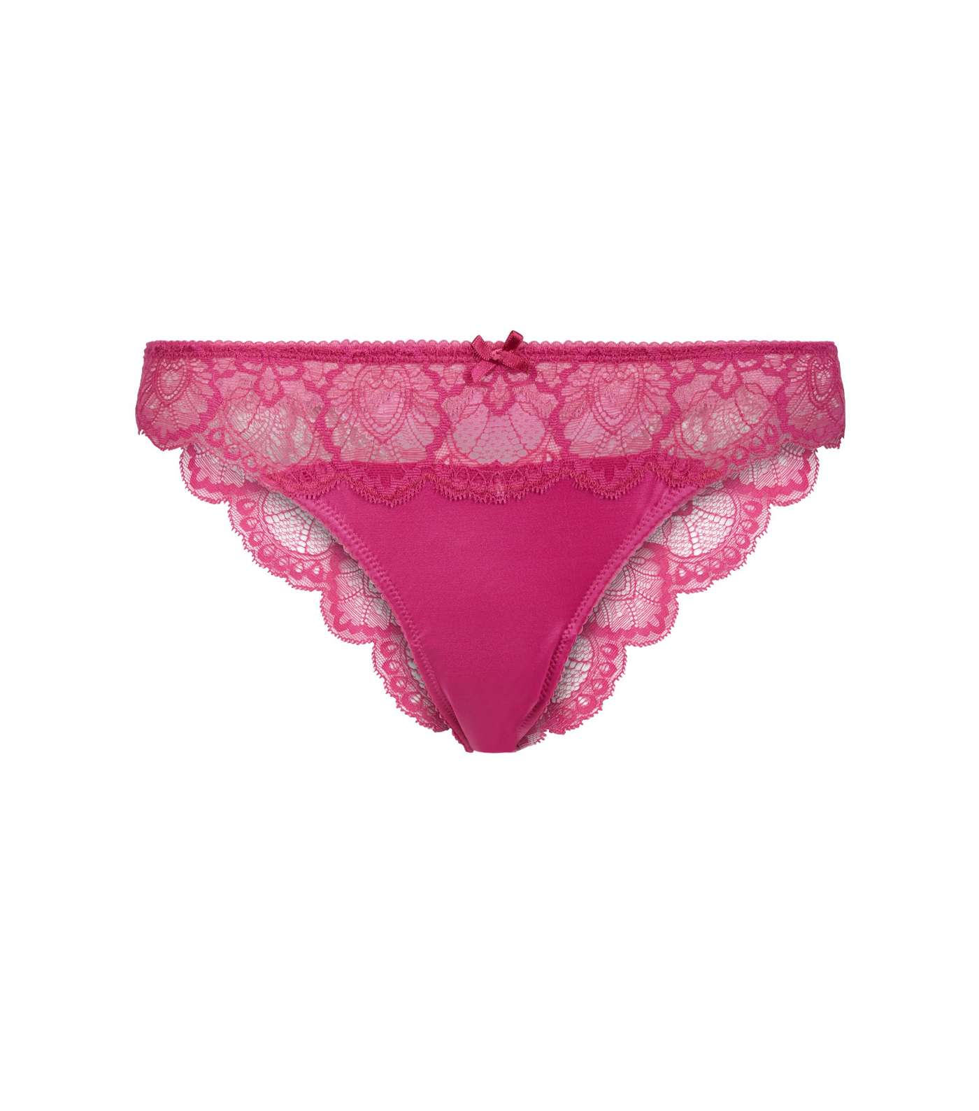 Bright Pink Satin Lace Brazilian Briefs Image 3
