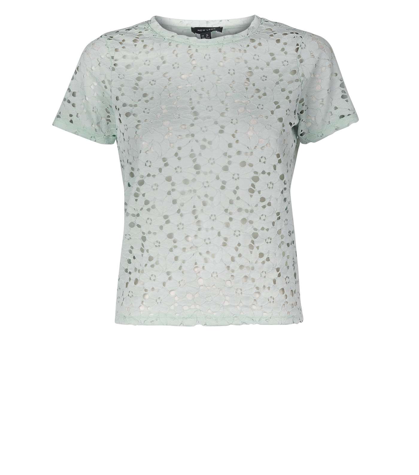 Mint Green Floral Lace T-Shirt Image 3