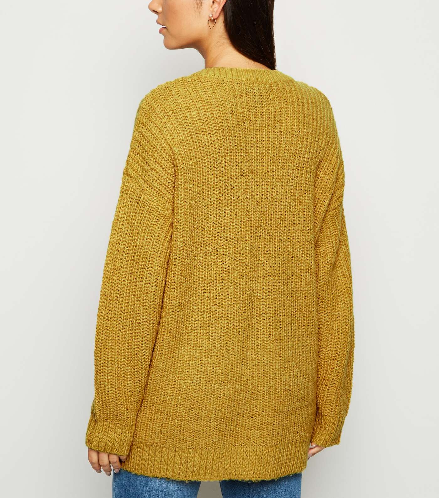Petite Mustard Longline Knit Jumper Image 3