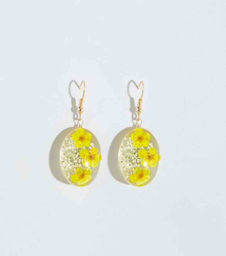 Yellow Pressed Flower Earrings New Look Yellow Pressed Flower Earrings New Look