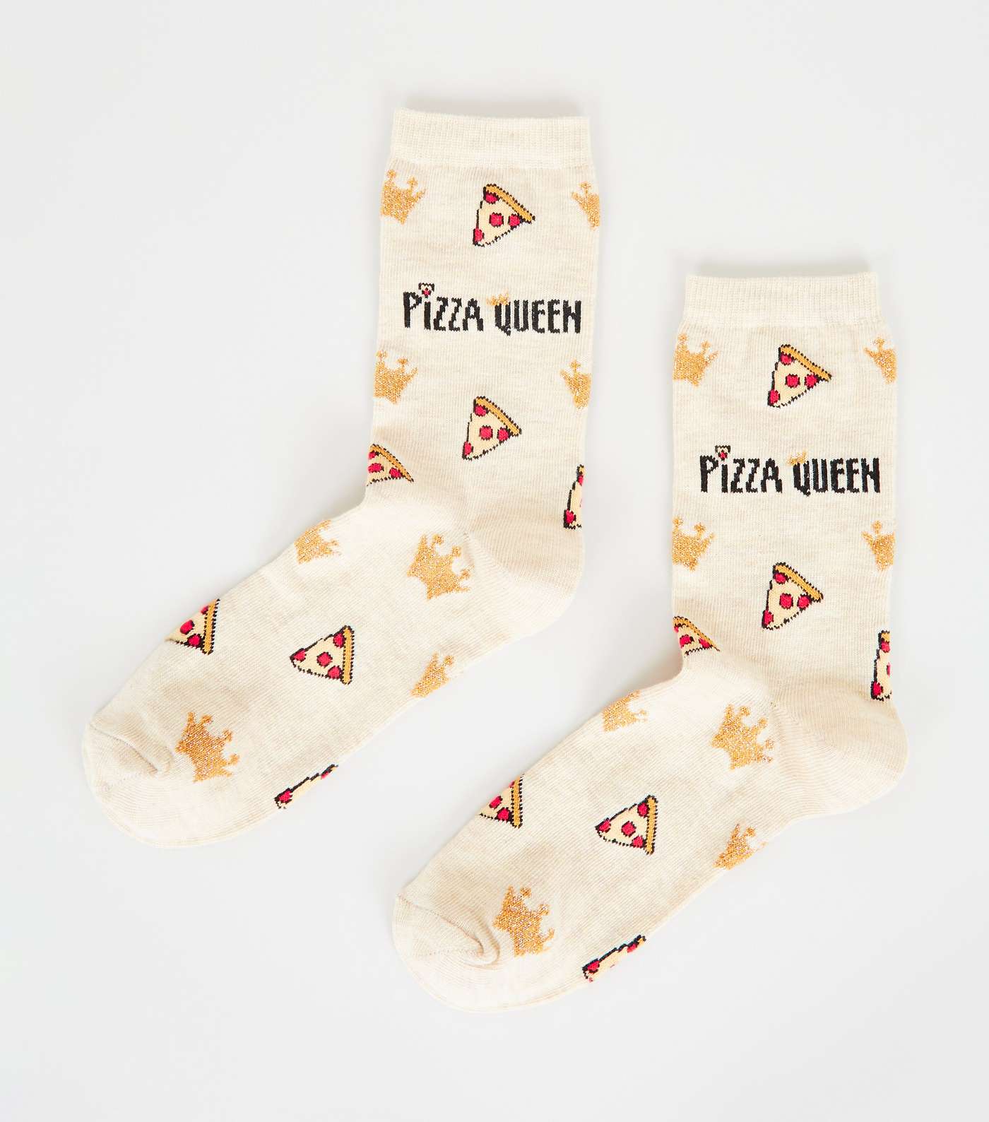Cream Pizza Queen Slogan Socks