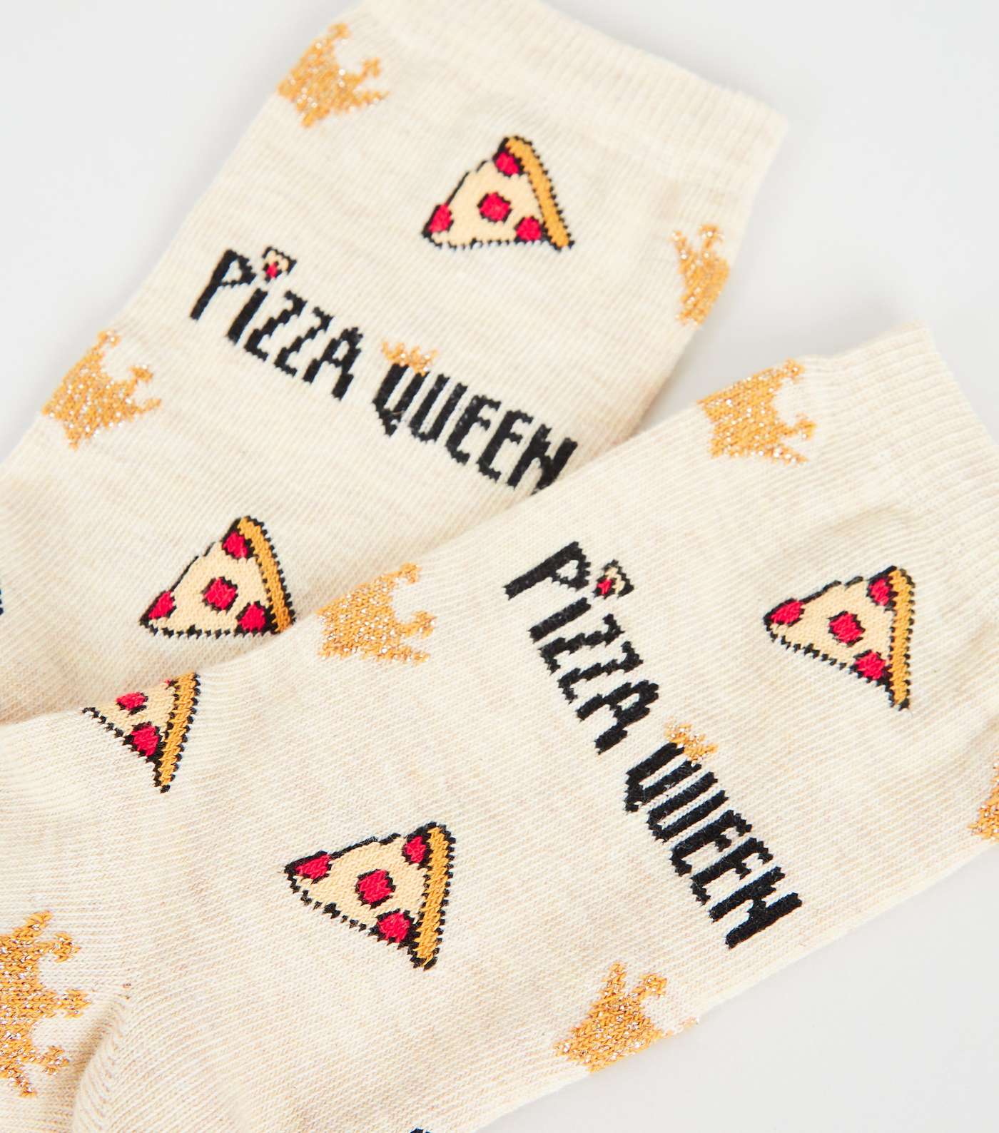 Cream Pizza Queen Slogan Socks Image 3