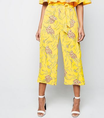 Cameo Rose Yellow Floral Belted Culottes New Look shop for Cameo Rose Yellow Floral Belted Culottes New Look at Shopo