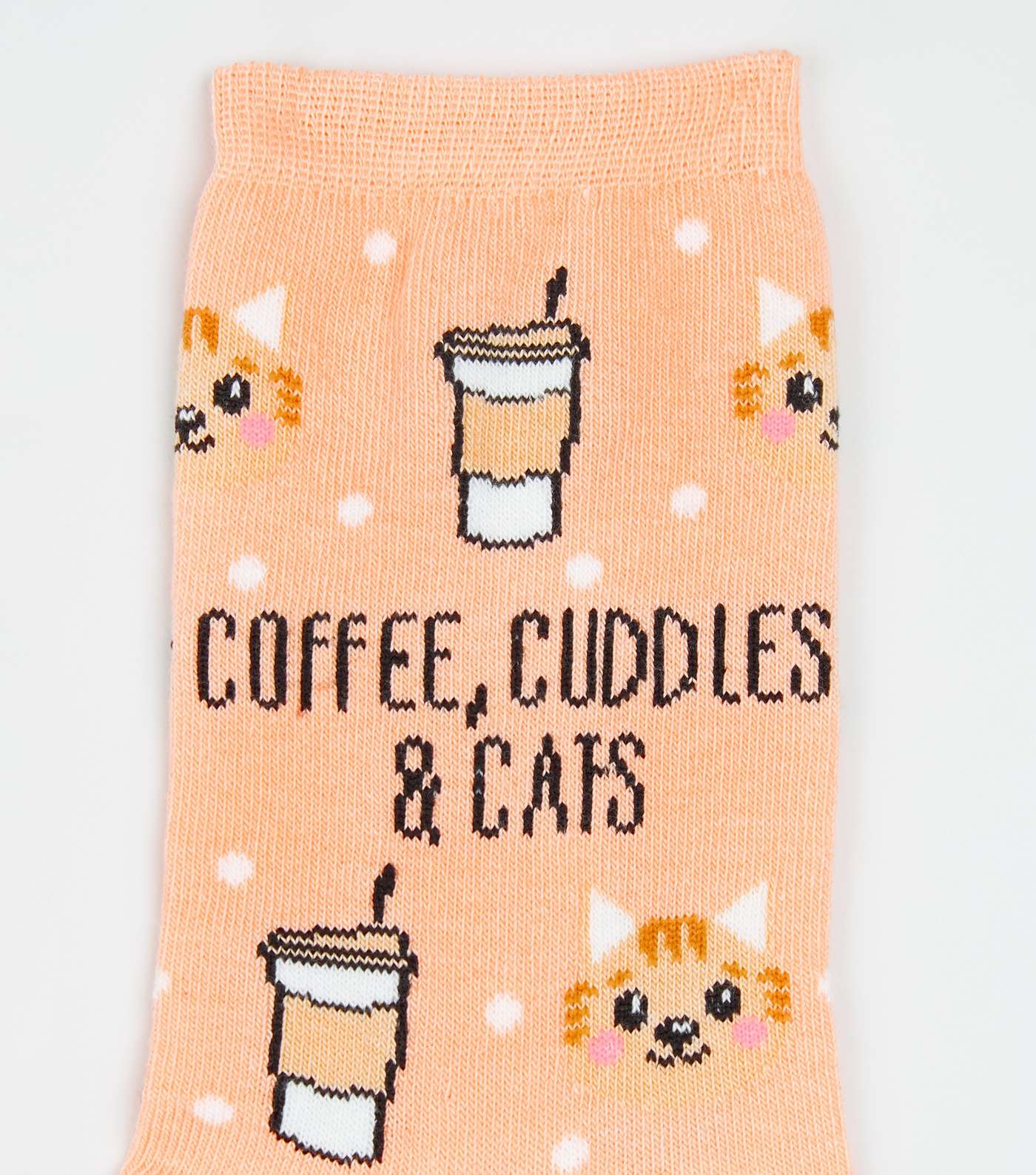 Coral Coffee Cuddles and Cats Socks Image 3