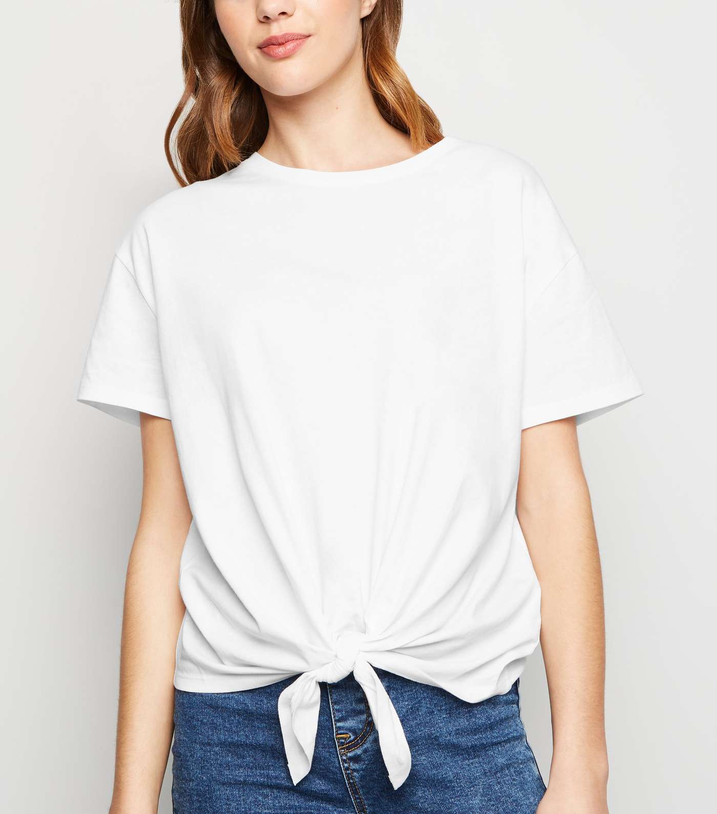 White Organic Cotton Tie Front T-Shirt