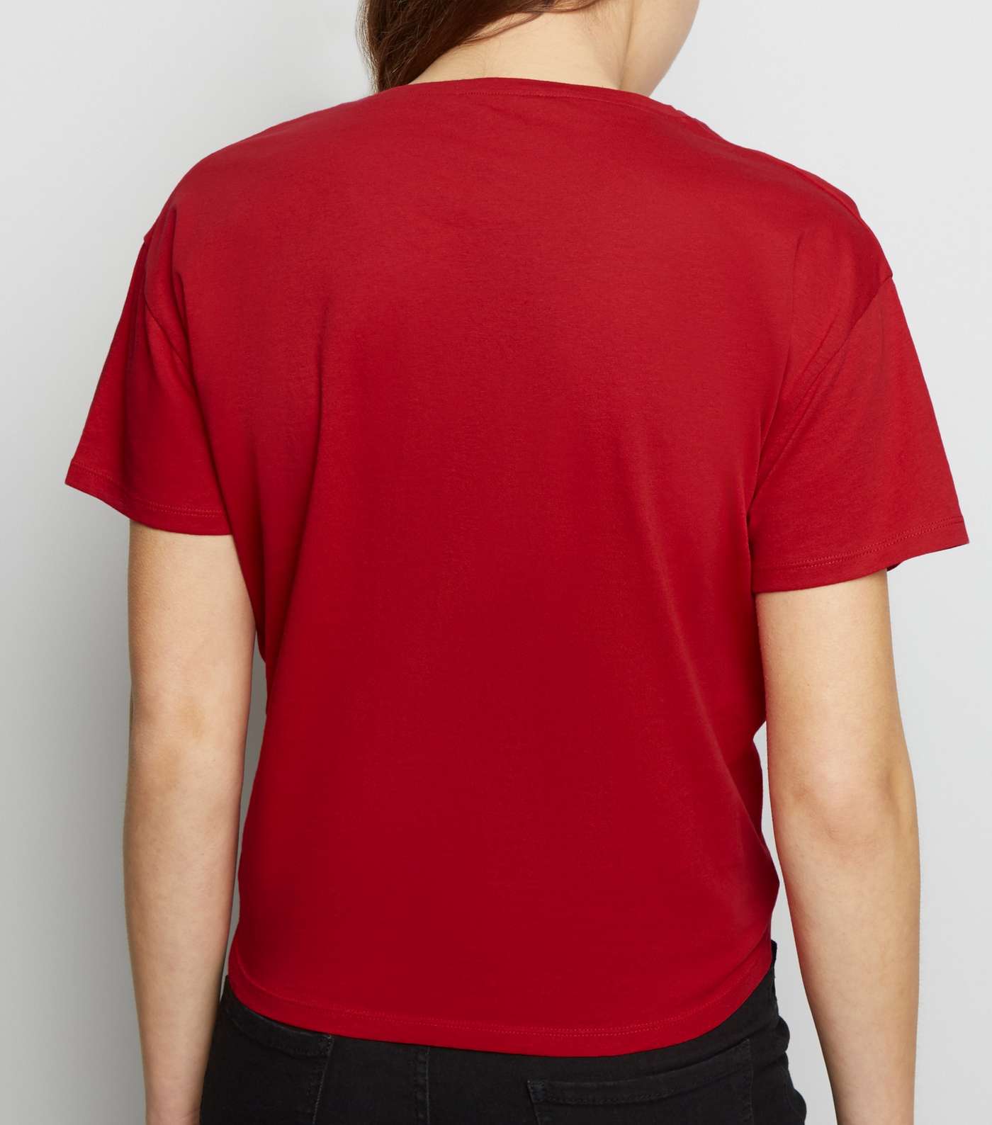 Dark Red Organic Cotton Tie Front T-Shirt Image 5