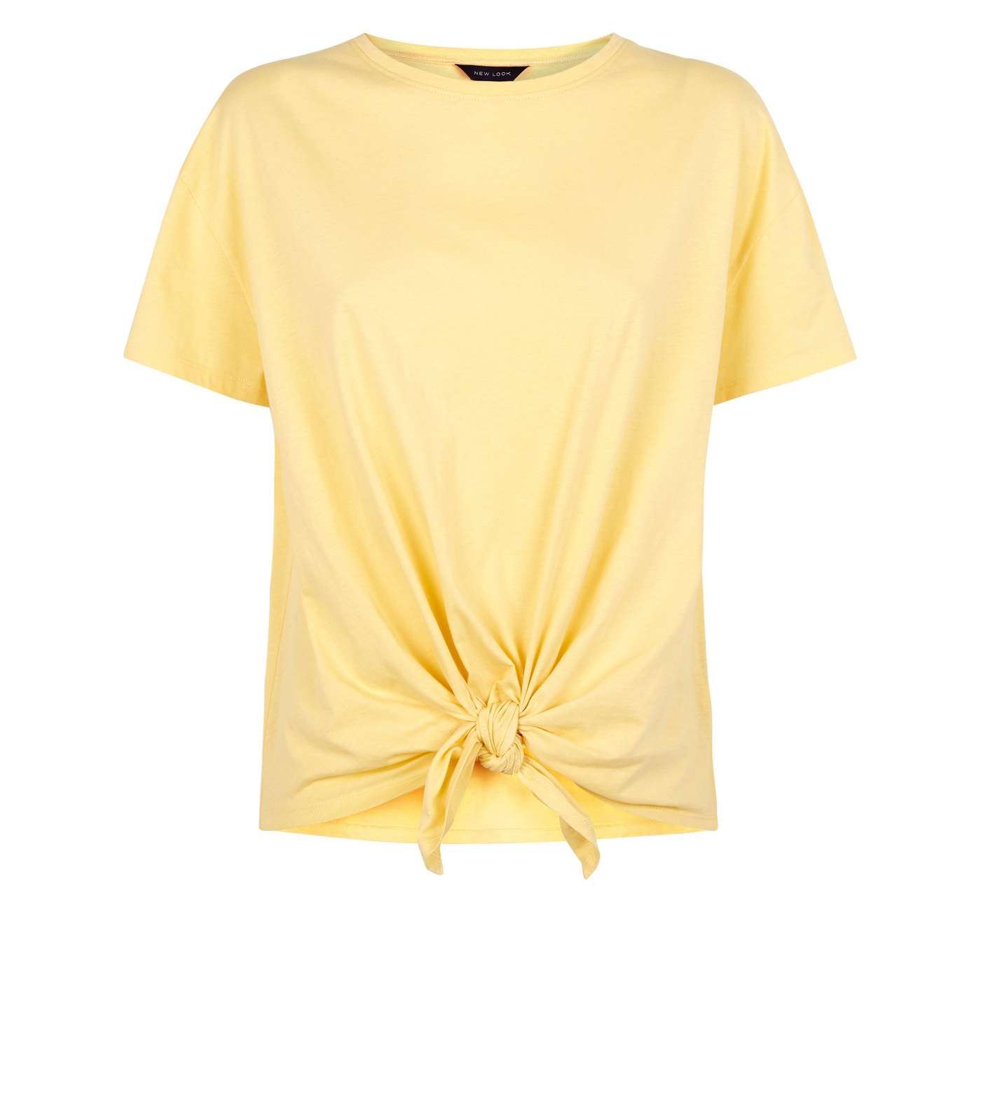 Pale Yellow Organic Cotton Tie Front T-Shirt Image 4