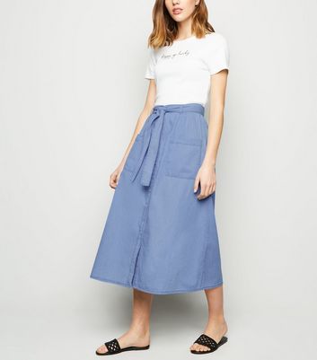 new look midi denim skirt