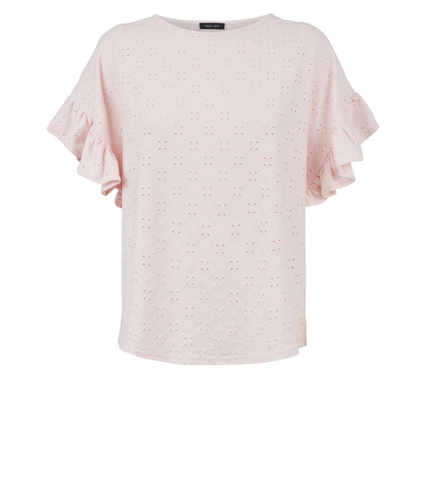 Pink Broderie Oversized Frill Sleeve Top Image 4