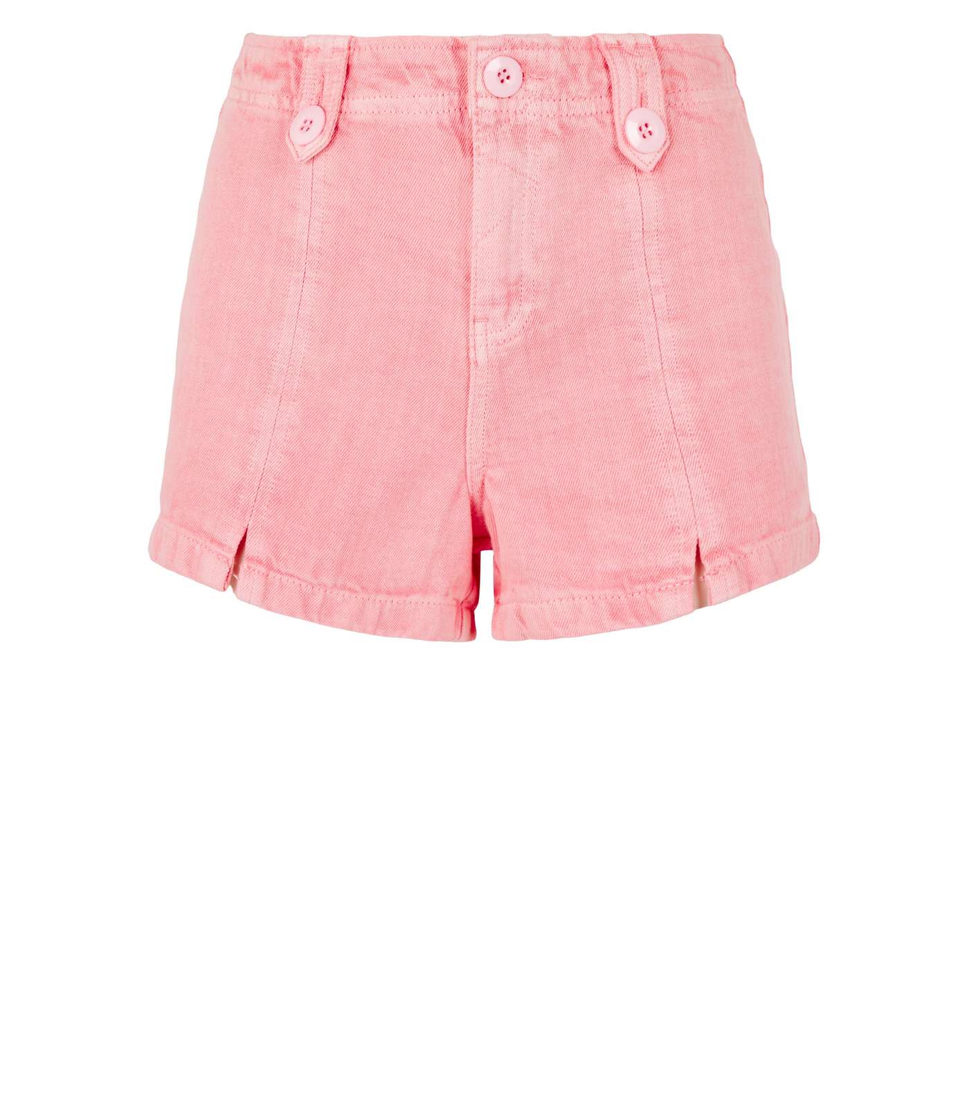 Pink Utility Denim Shorts Image 4