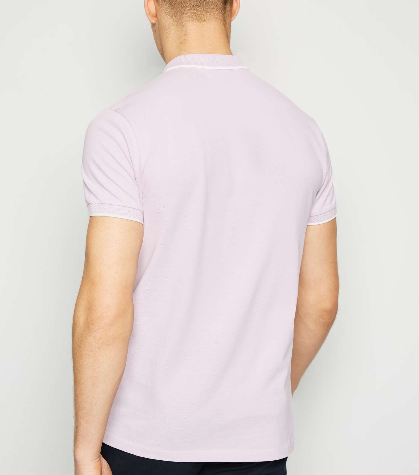 Lilac Tipped Zip Front Polo Shirt Image 3