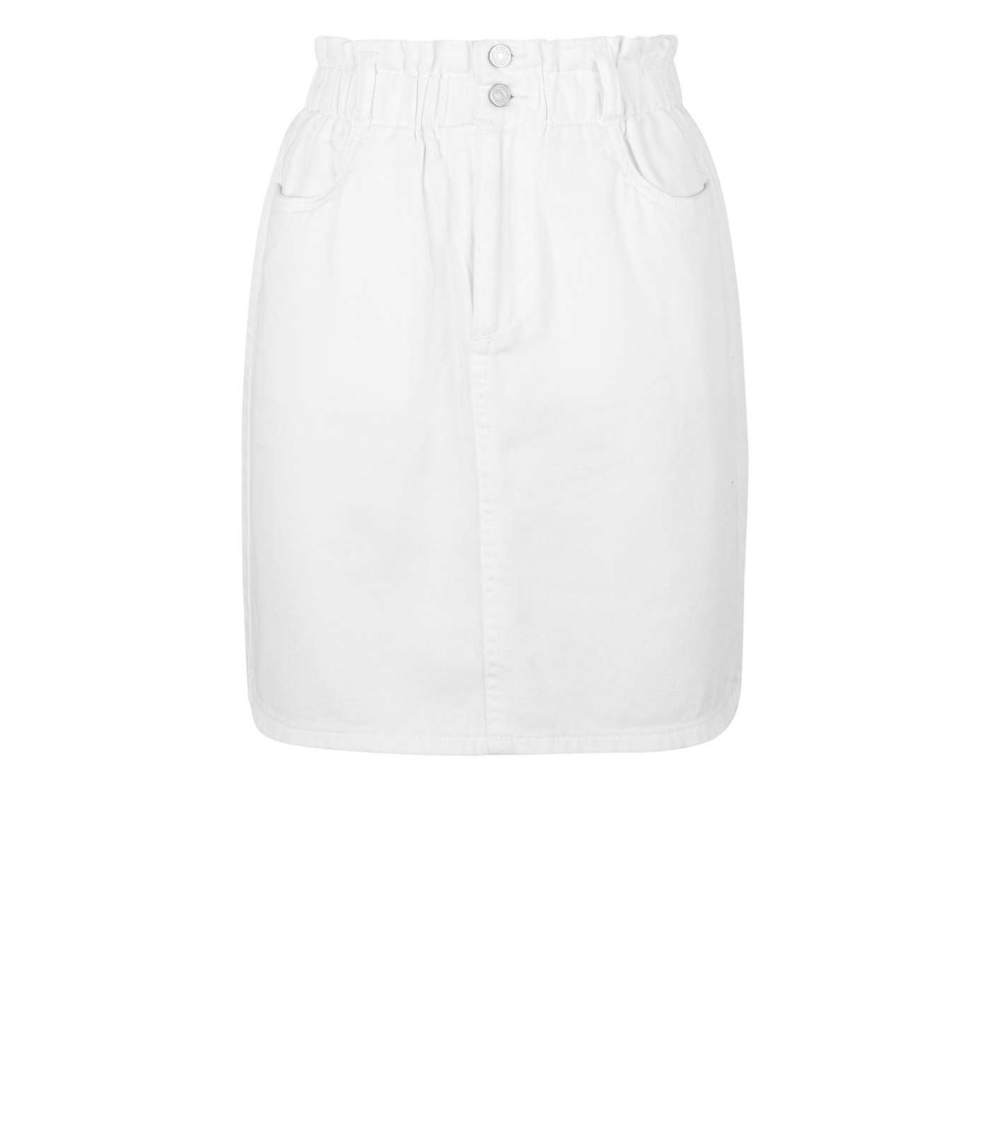 White High Waist Denim Skirt  Image 4