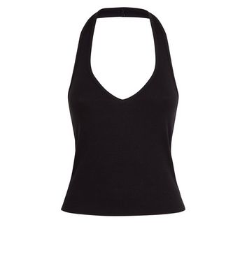 Black halter neck vest top Clearance