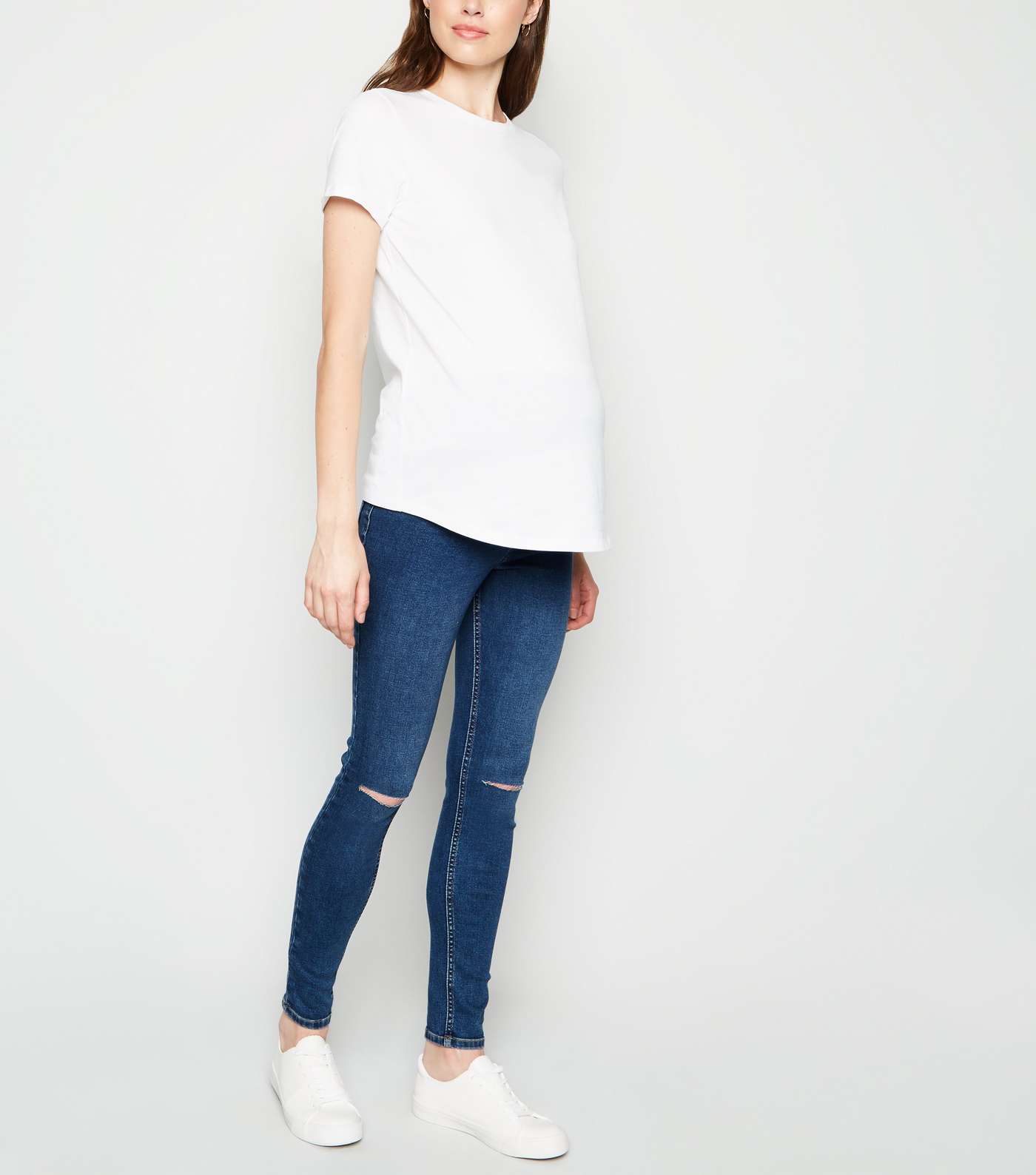 Maternity Washed Blue Ripped Over Bump Jeggings
