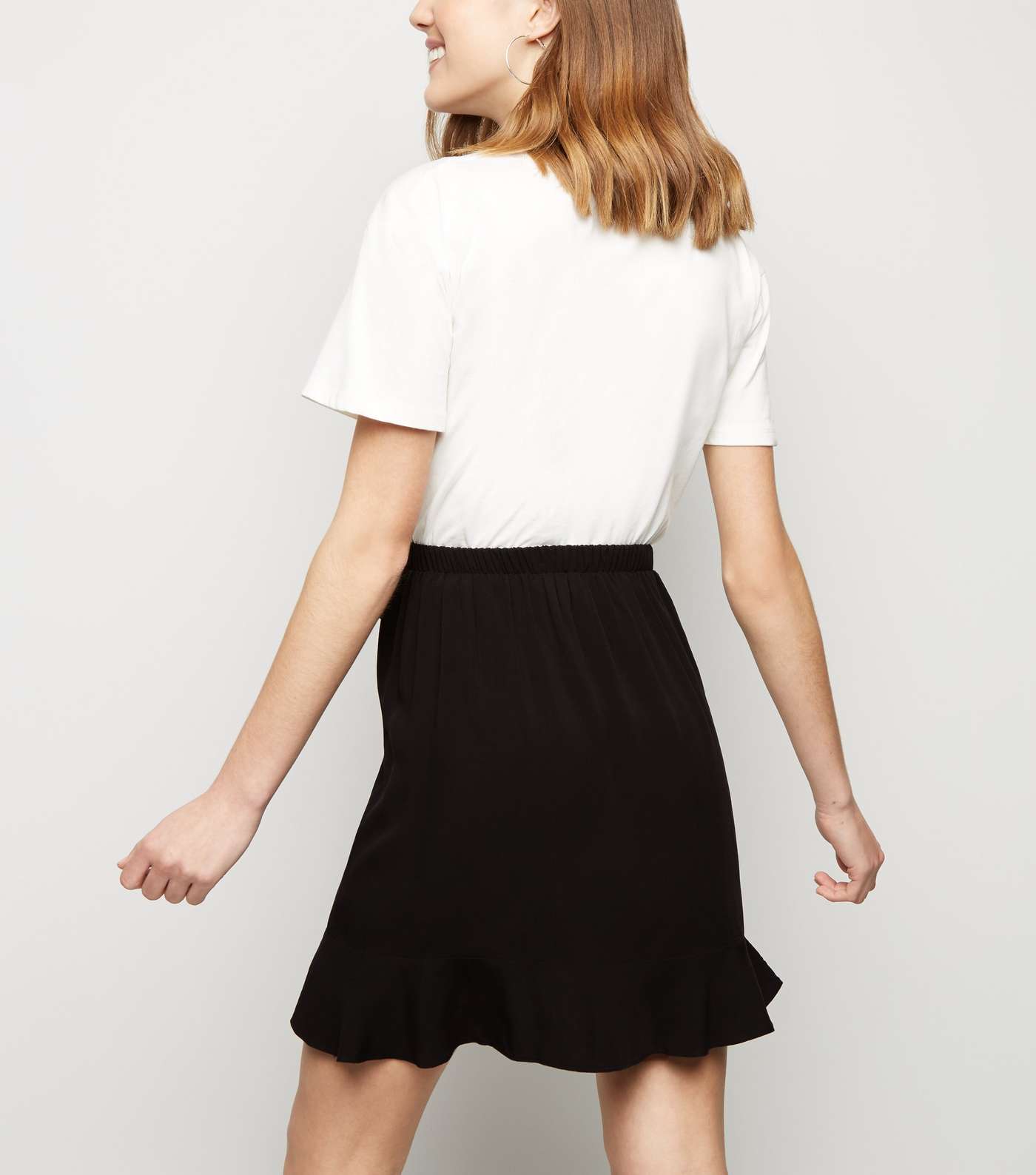 Black Ruffle Front Wrap Mini Skirt Image 3