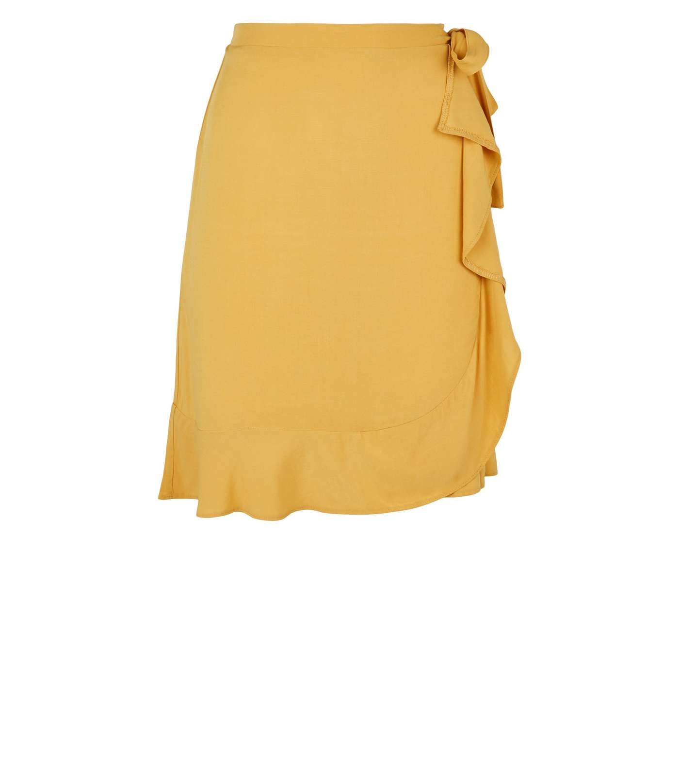 Mustard Ruffle Front Wrap Mini Skirt Image 4