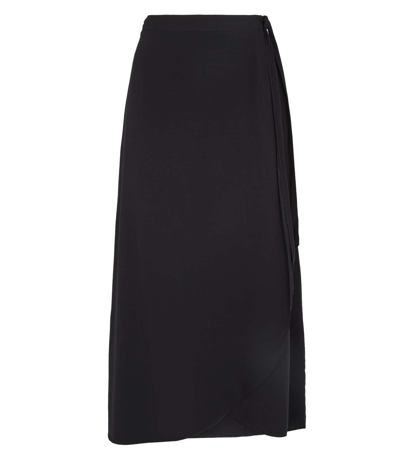 Black Wrap Midi Skirt Image 4