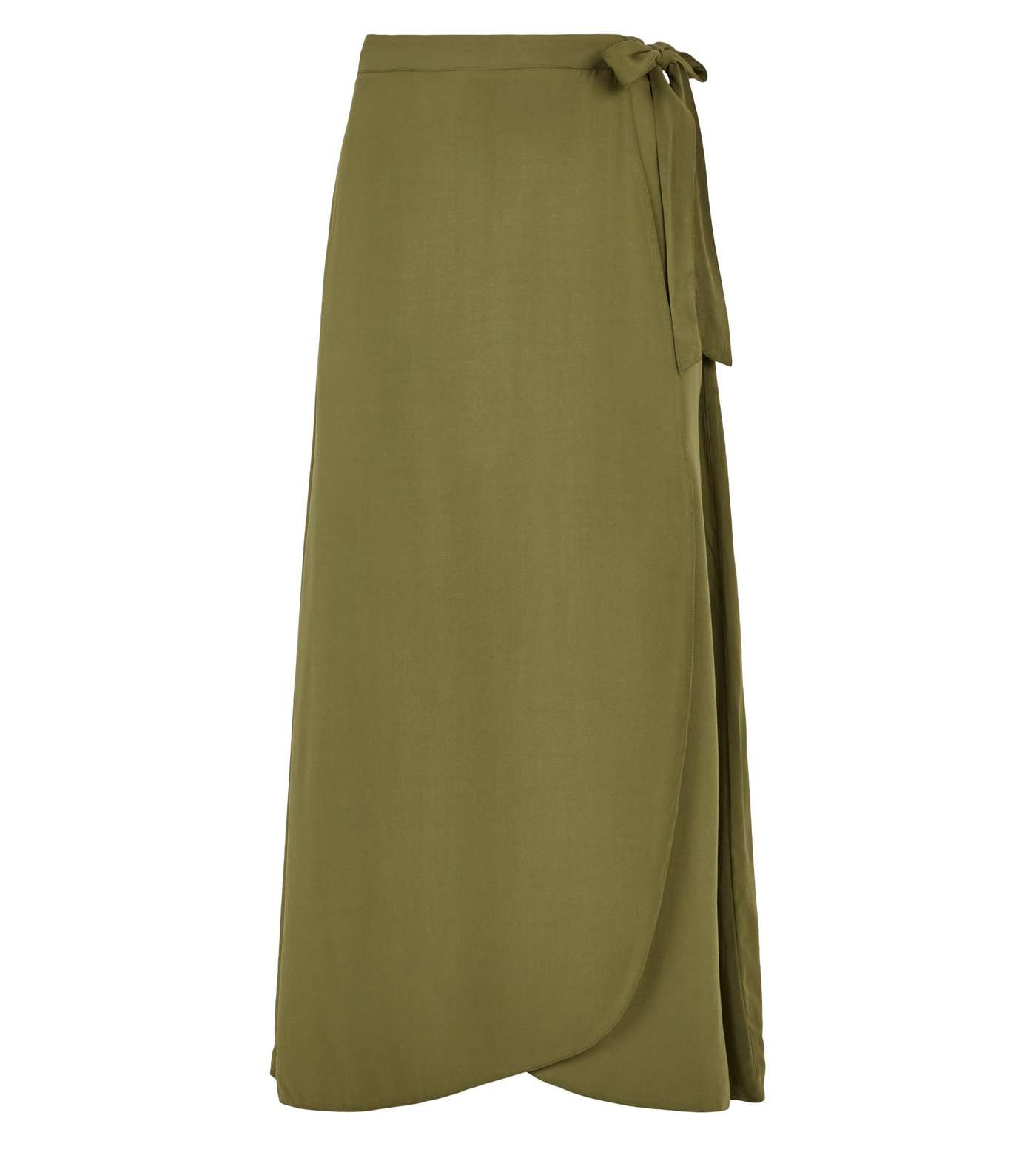 Khaki Wrap Midi Skirt Image 4
