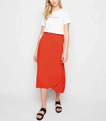 red wrap maxi skirt