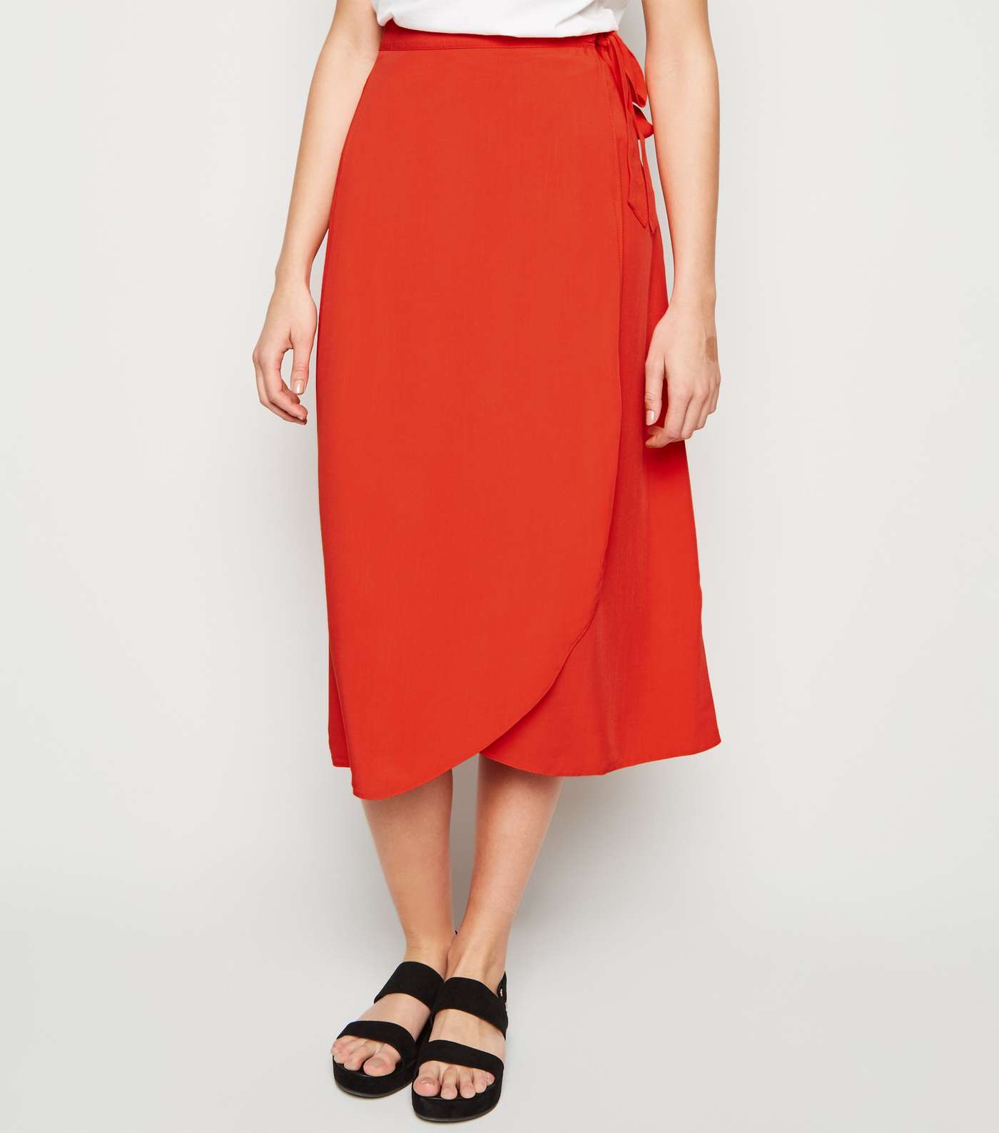 Red Wrap Midi Skirt Image 2