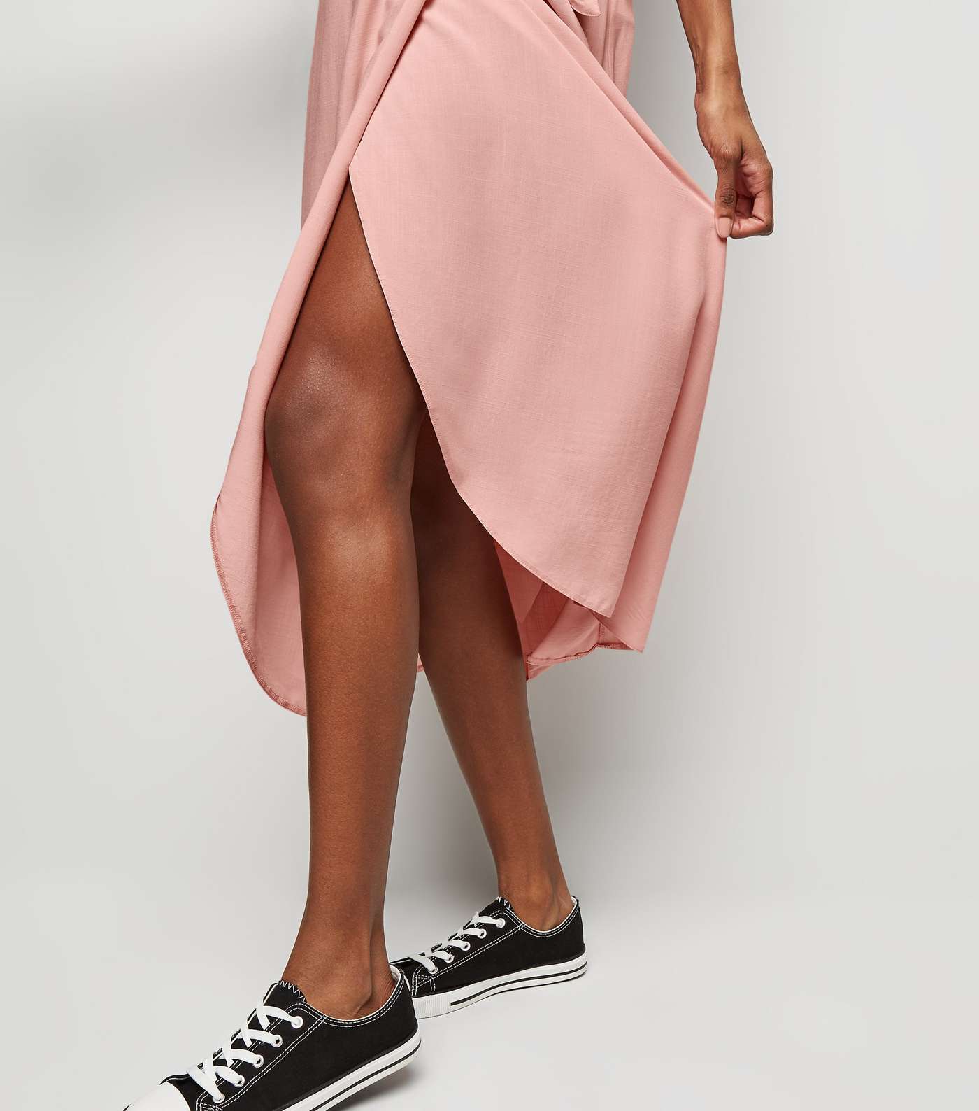 Pale Pink Wrap Midi Skirt Image 5