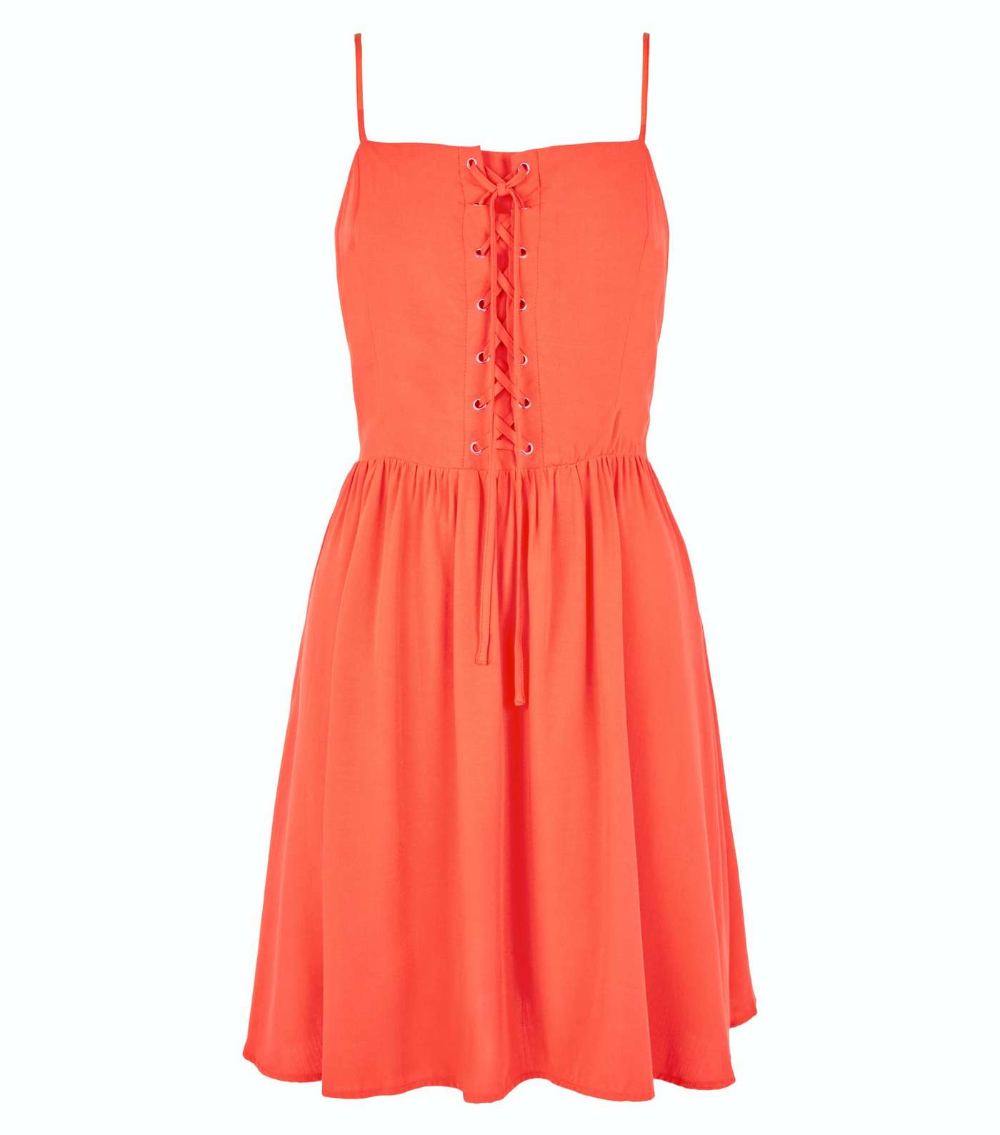 Petite Red Lace Up Skater Dress Image 4