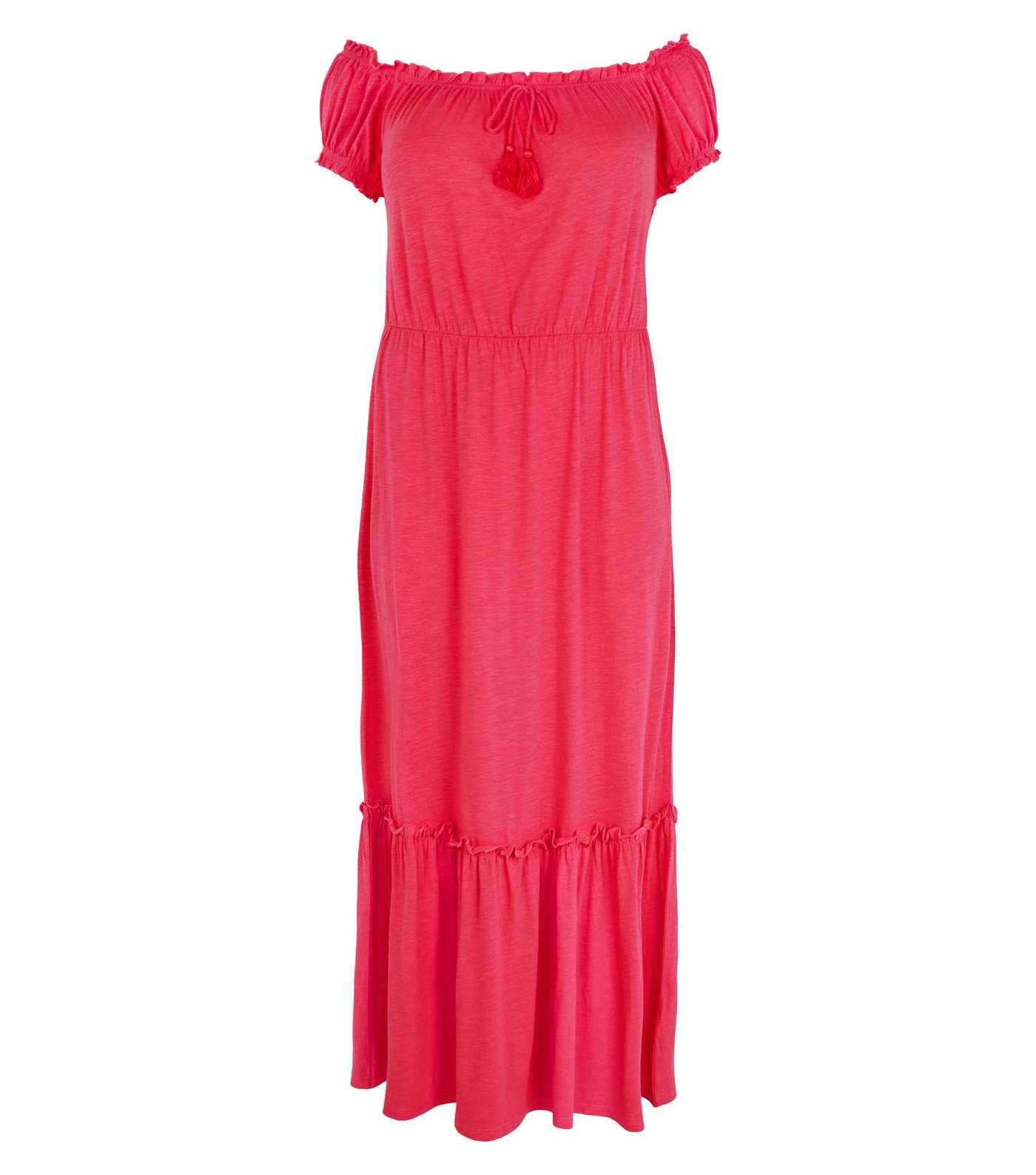 Curves Bright Pink Neon Jersey Maxi Dress Image 4