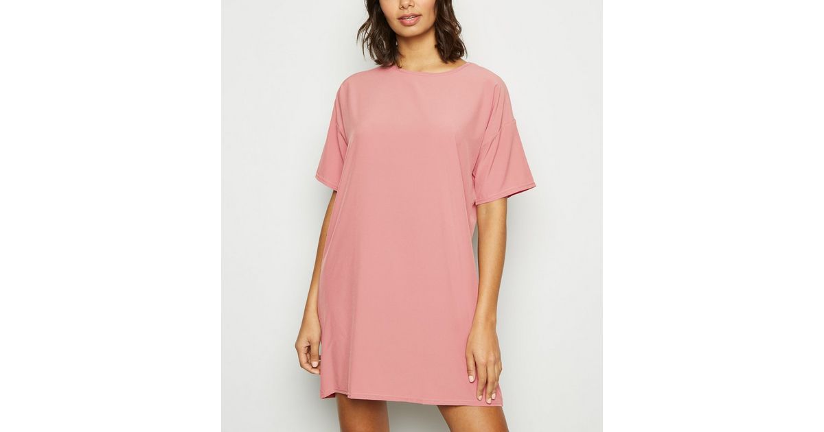 Pink Oversized Plain TShirt Dress New Look