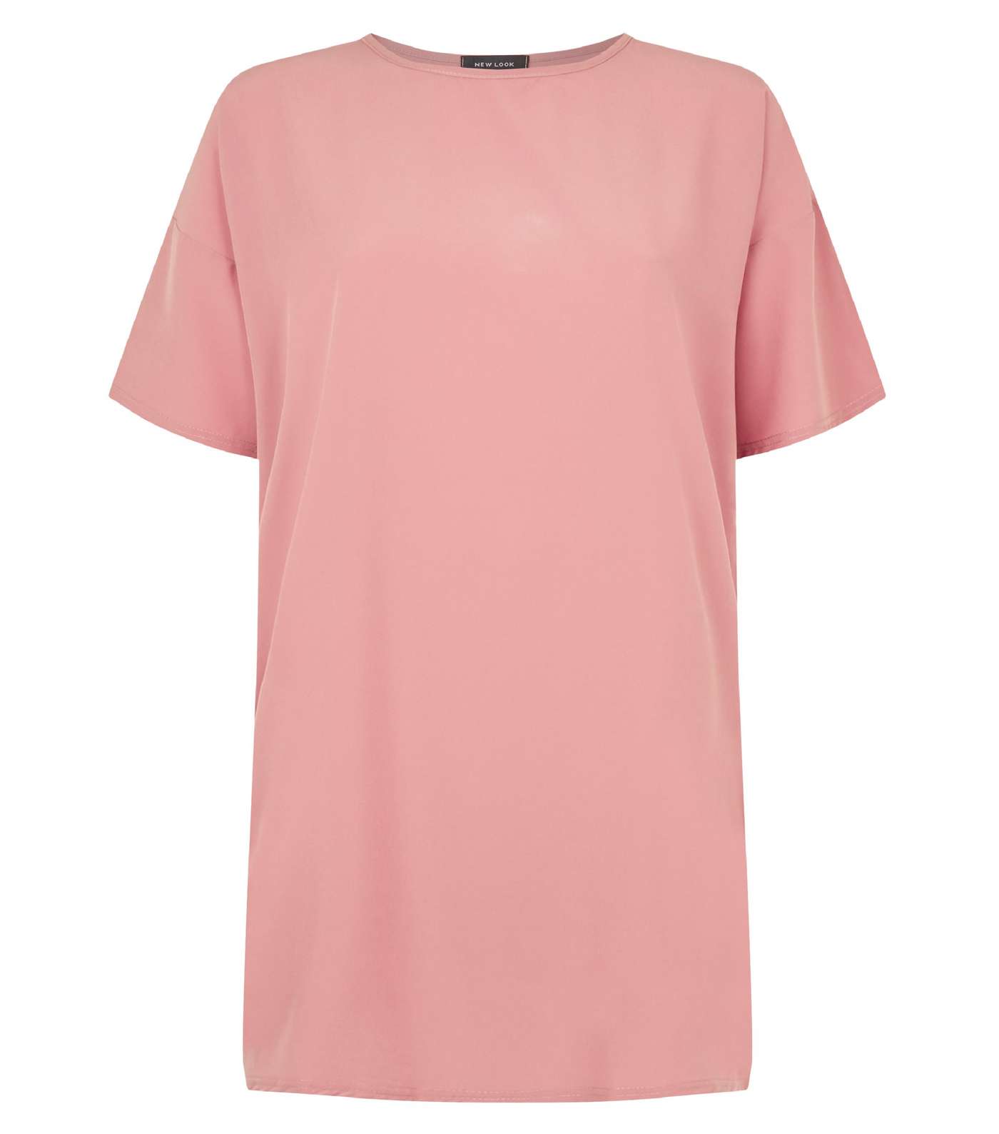 Pink Oversized Plain T-Shirt Dress Image 4