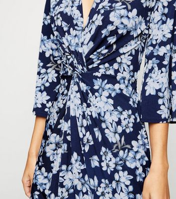 Blue Vanilla Blue Floral Twist Front Dress New Look shop for Blue Vanilla Blue Floral Twist Front Dress New Look at Shopo
