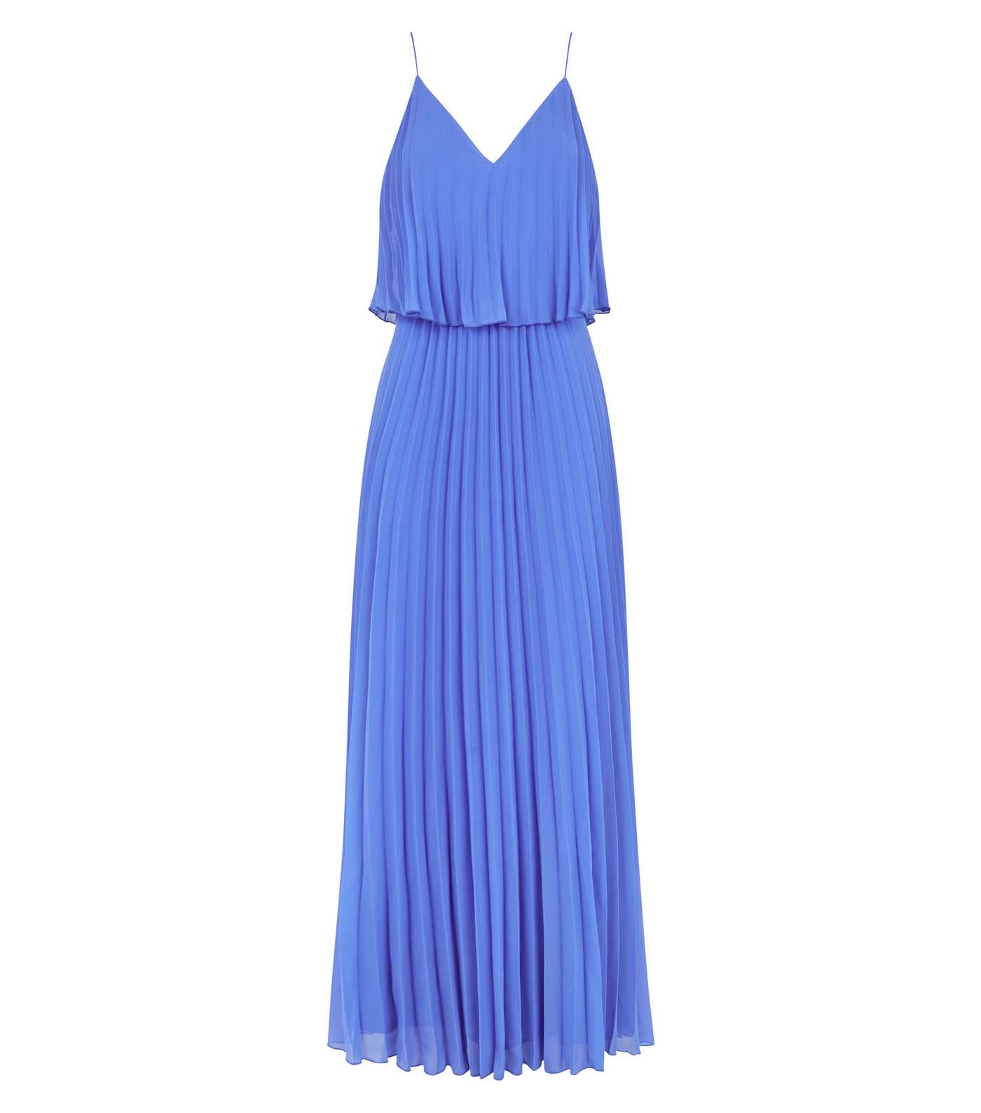 Pale Blue Pleated Layered Maxi Dress Image 4