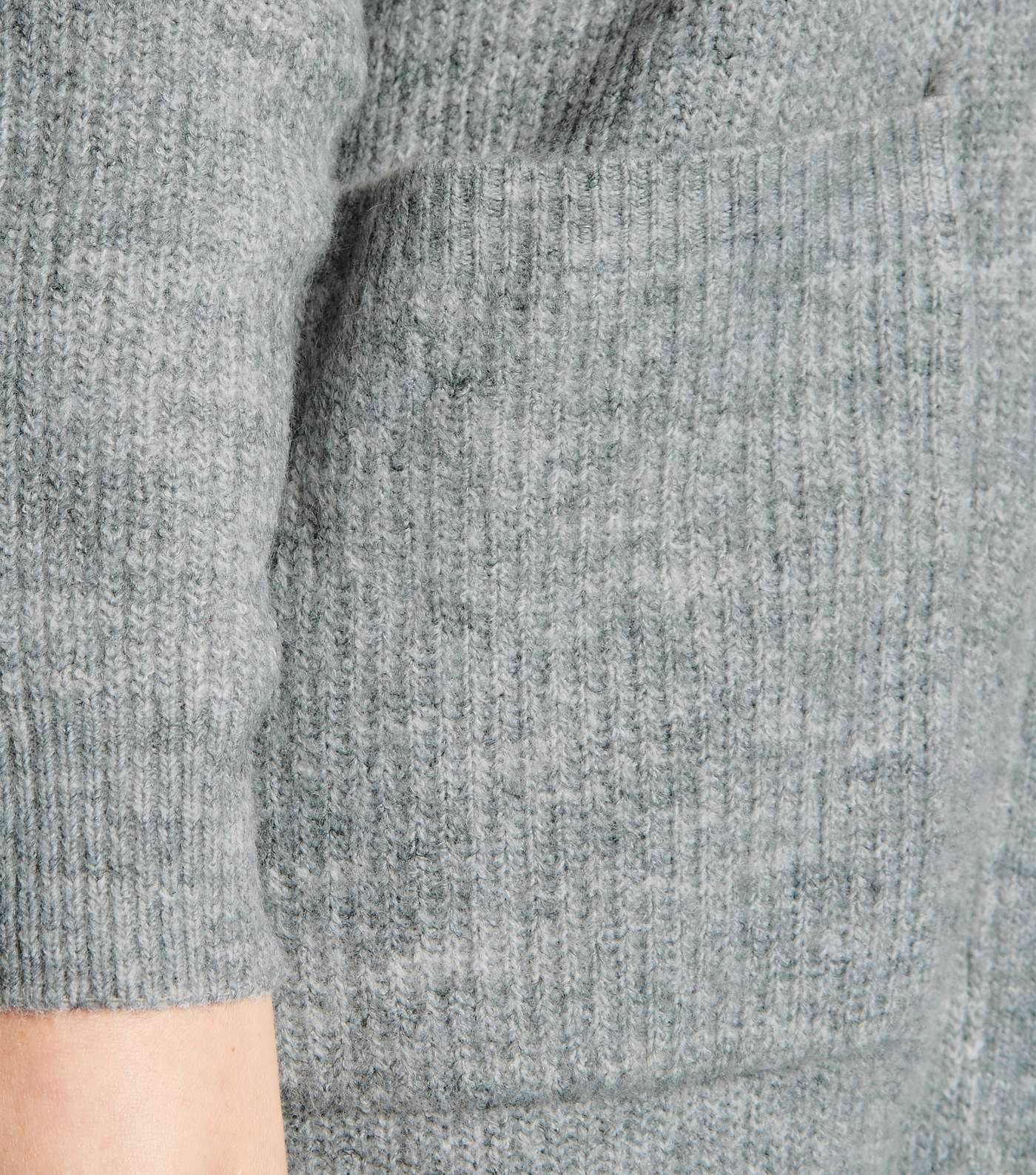 Grey Ribbed Long Sleeve Longline Cardigan Image 3