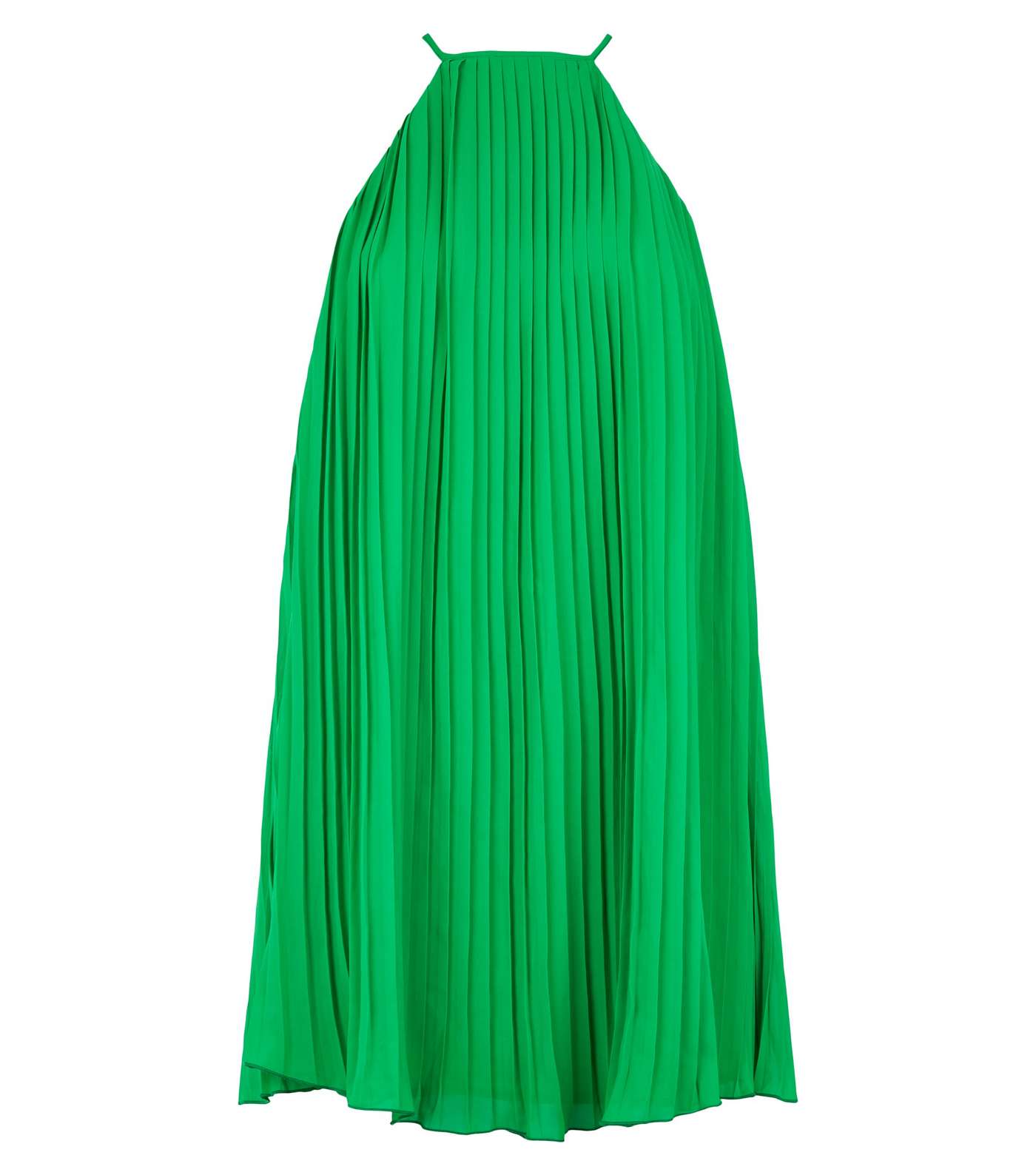 Green Pleated Halterneck Shift Dress Image 4