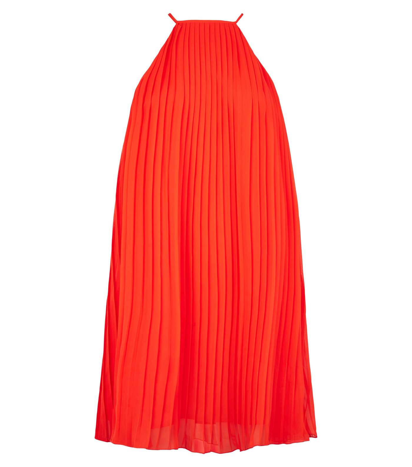 Red Pleated Halterneck Shift Dress Image 4