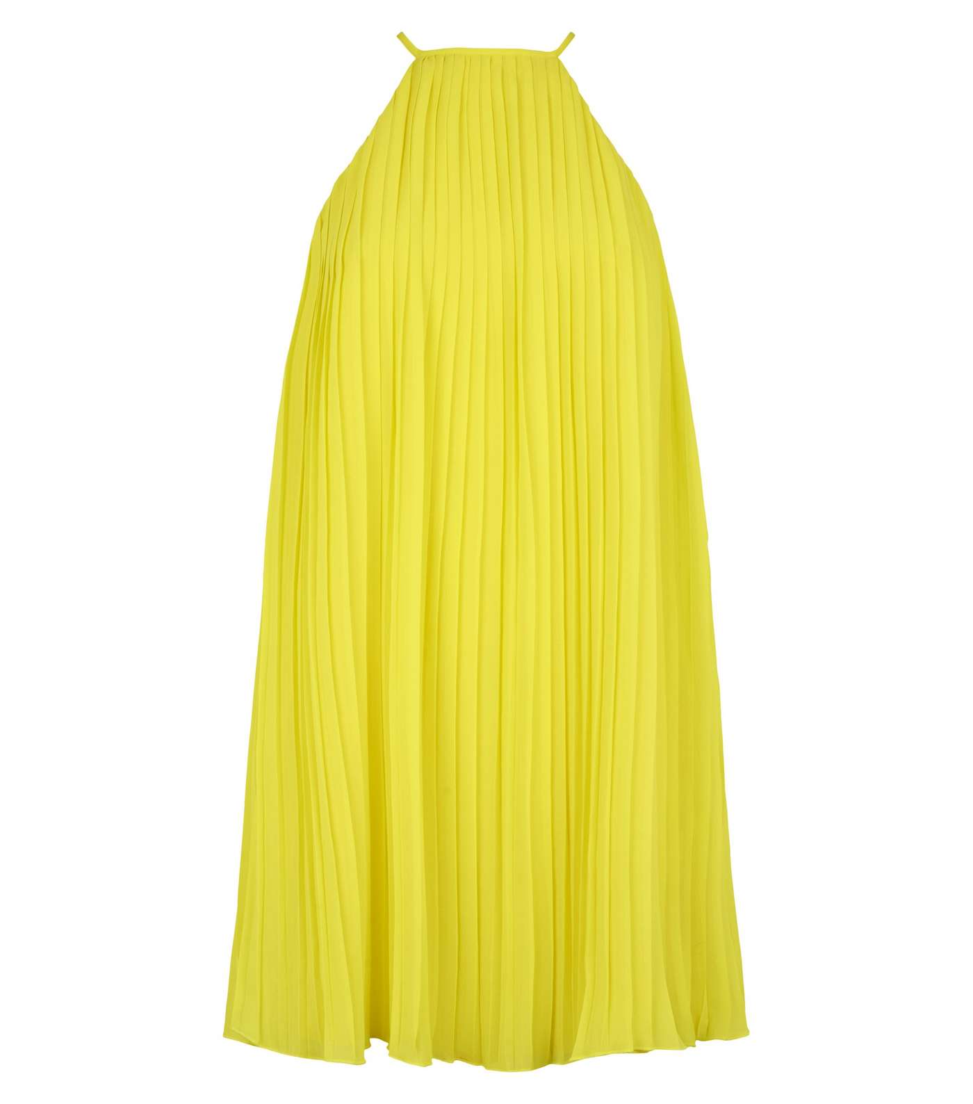 Yellow Pleated Halterneck Shift Dress Image 4