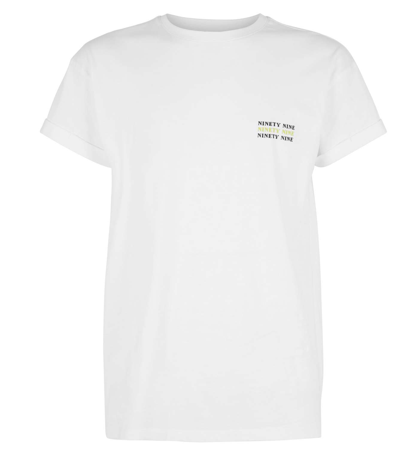 White Ninety Nine Slogan T-Shirt Image 4