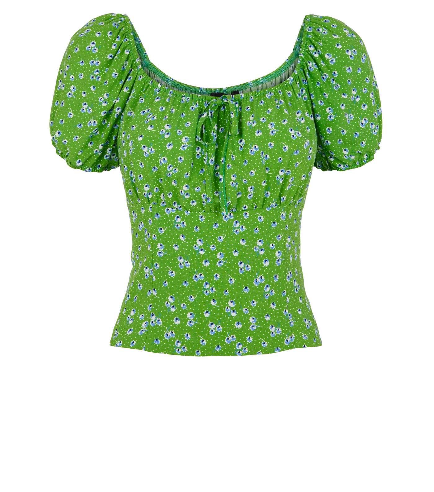 Green Floral Spot Tie Front Top Image 4