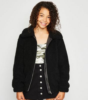 schwarze teddyfell jacke schwarze teddyfell jacke
