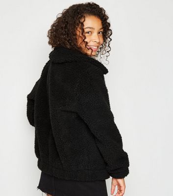 schwarze teddyfell jacke schwarze teddyfell jacke