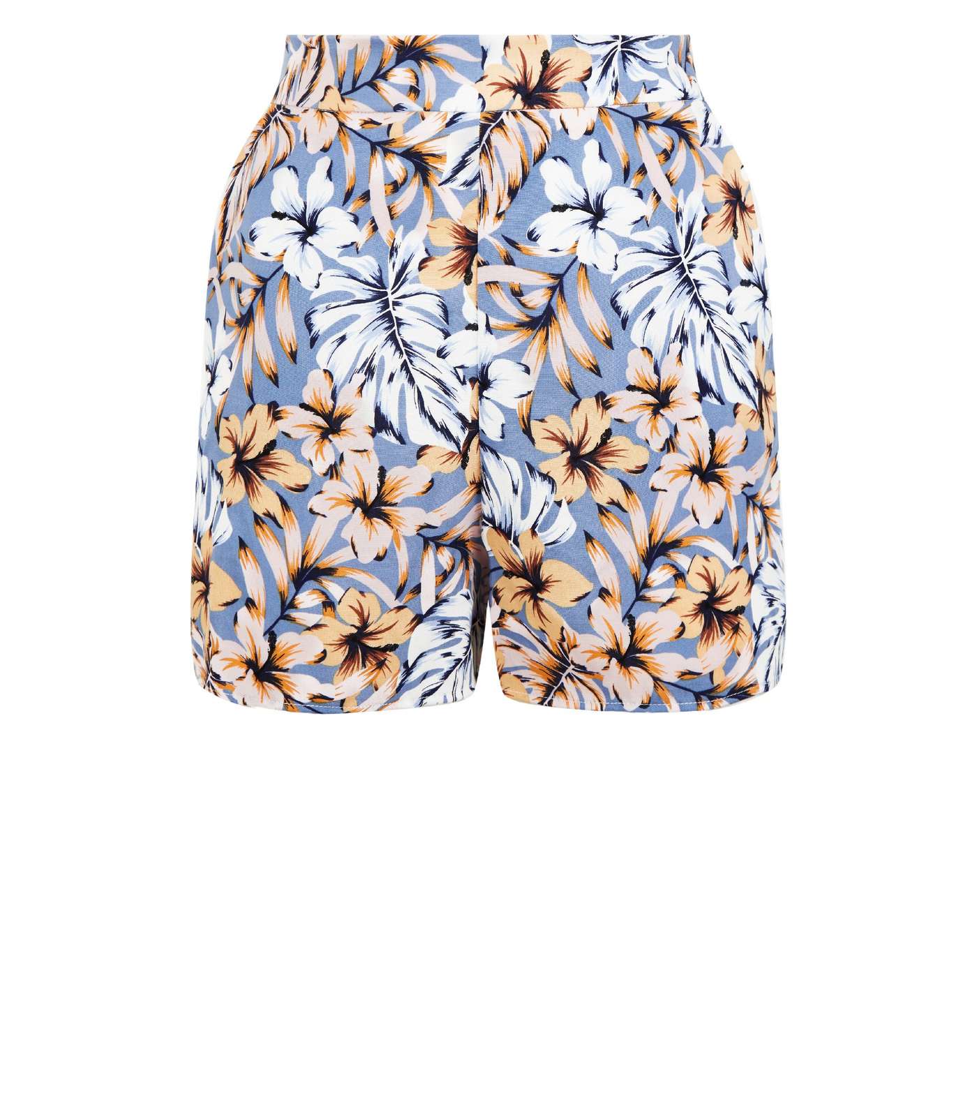 Petite Blue Tropical Floral Shorts Image 4