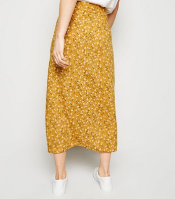 new look yellow floral skirt