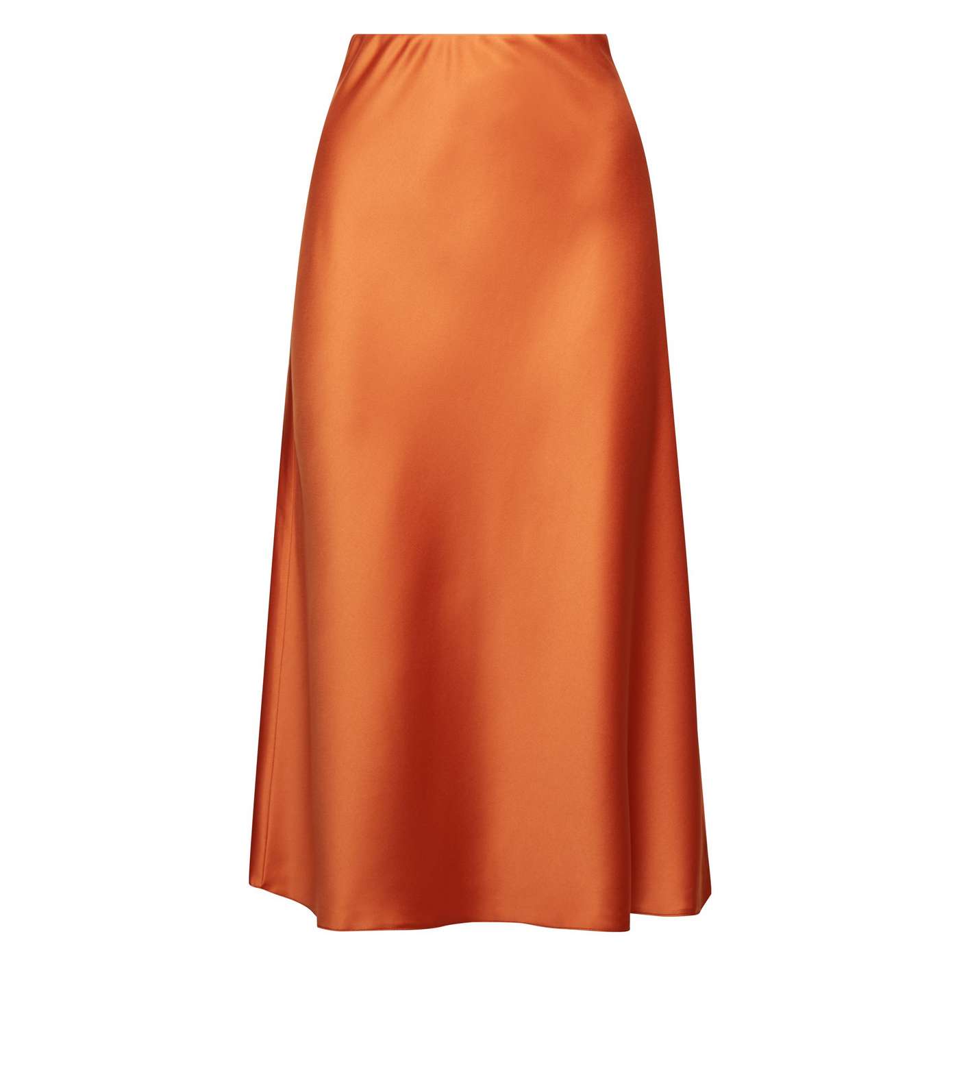 Petite Rust Satin Bias Cut Midi Skirt  Image 4