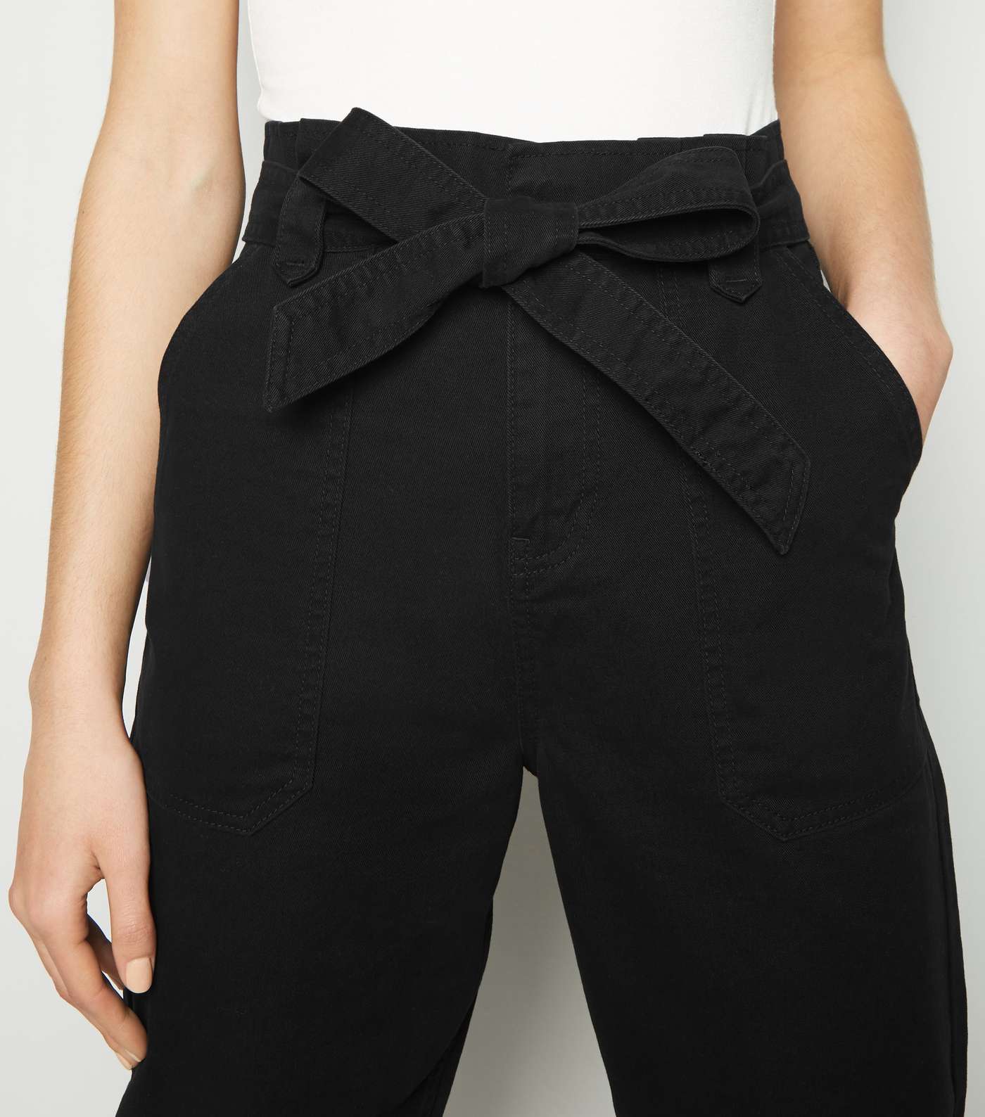 Black High Waist Tapered Denim Trousers Image 5