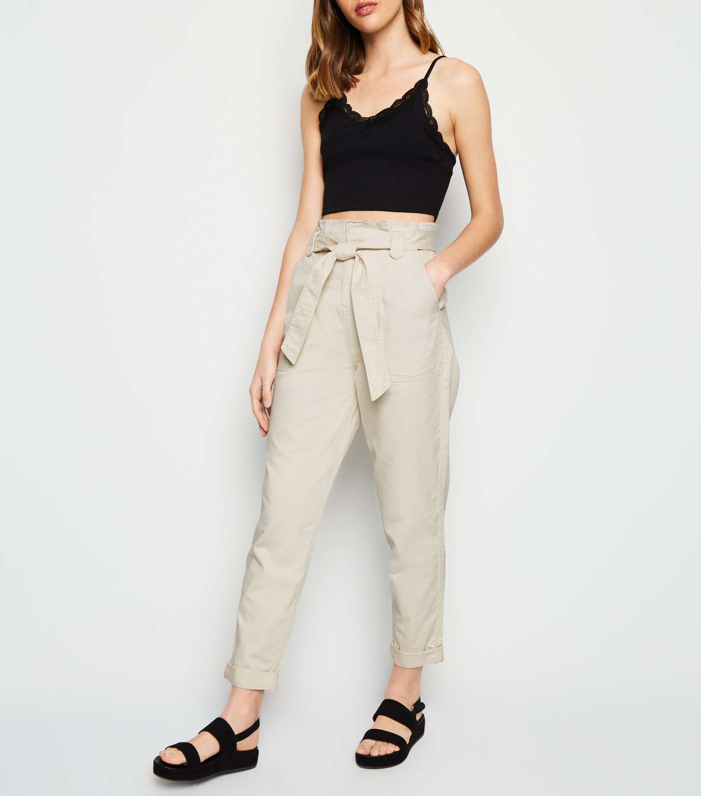 Off White High Waist Tapered Denim Trousers