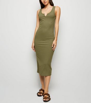 khaki midi dress