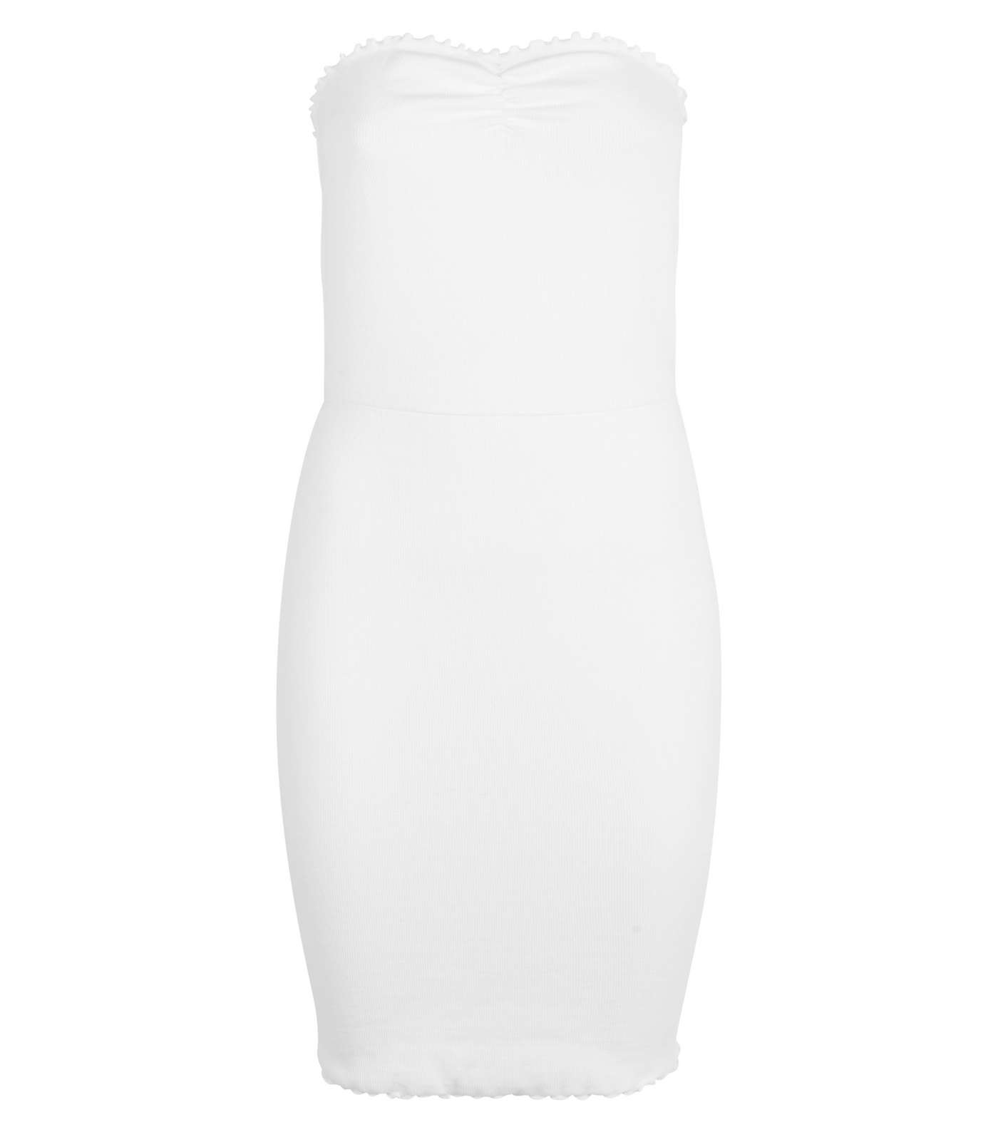 White Frill Trim Strapless Mini Dress Image 4