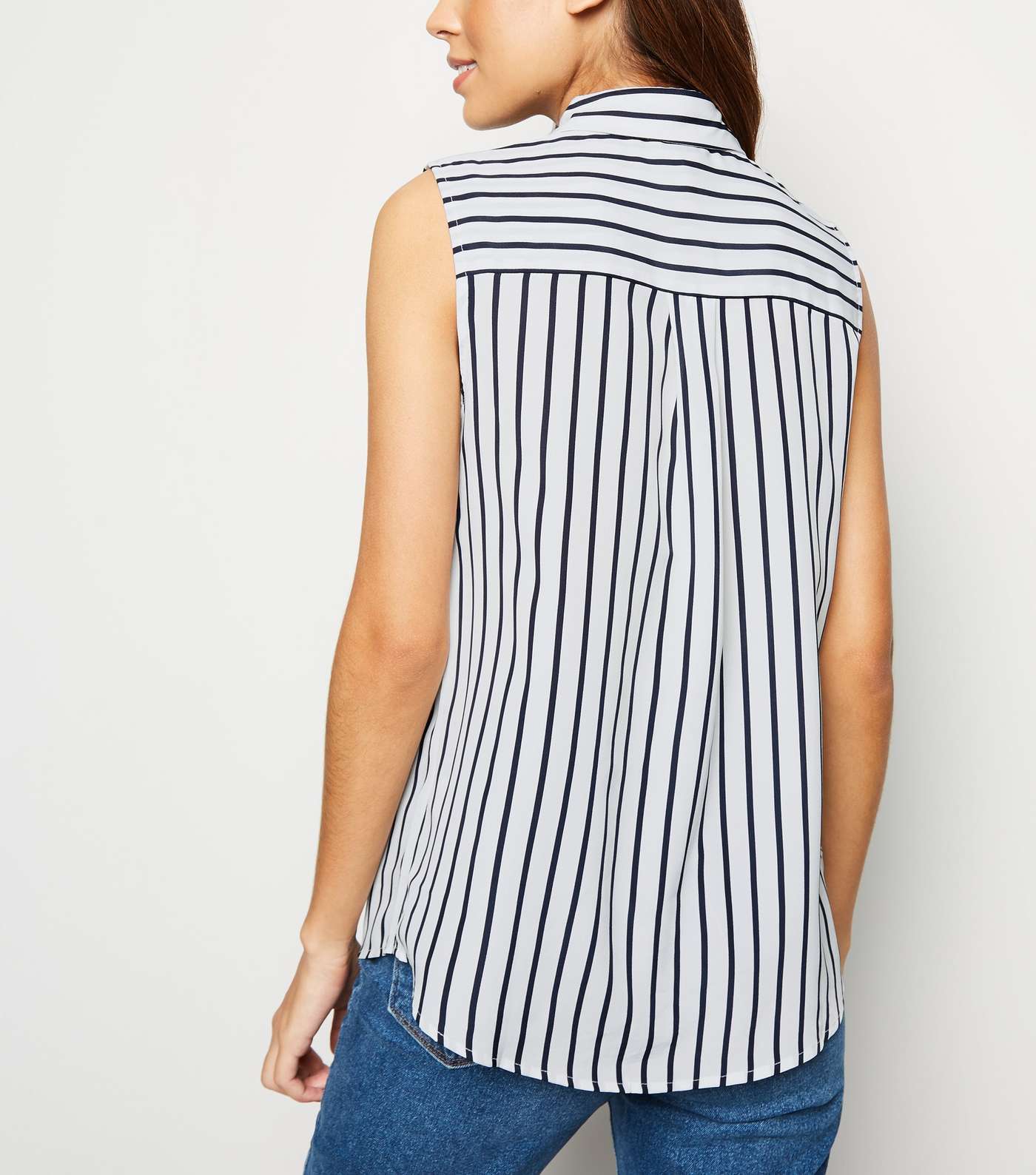 White Stripe Sleeveless Shirt Image 3