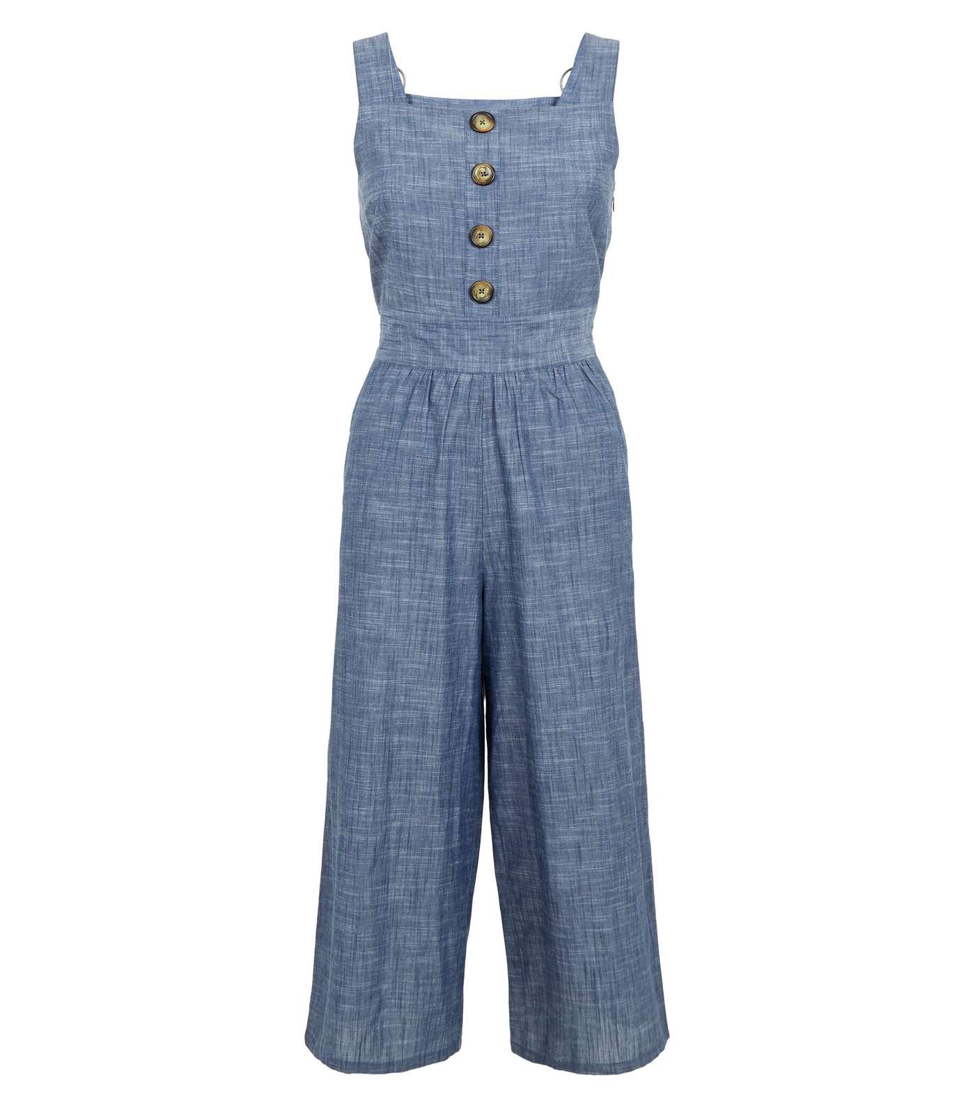 Blue Vanilla Blue Button Front Chambray Jumpsuit Image 4