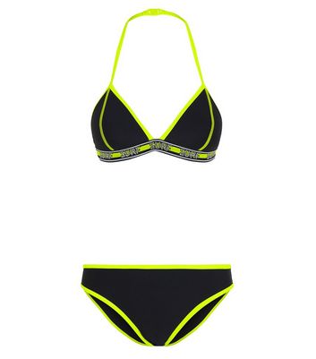black and neon bikini