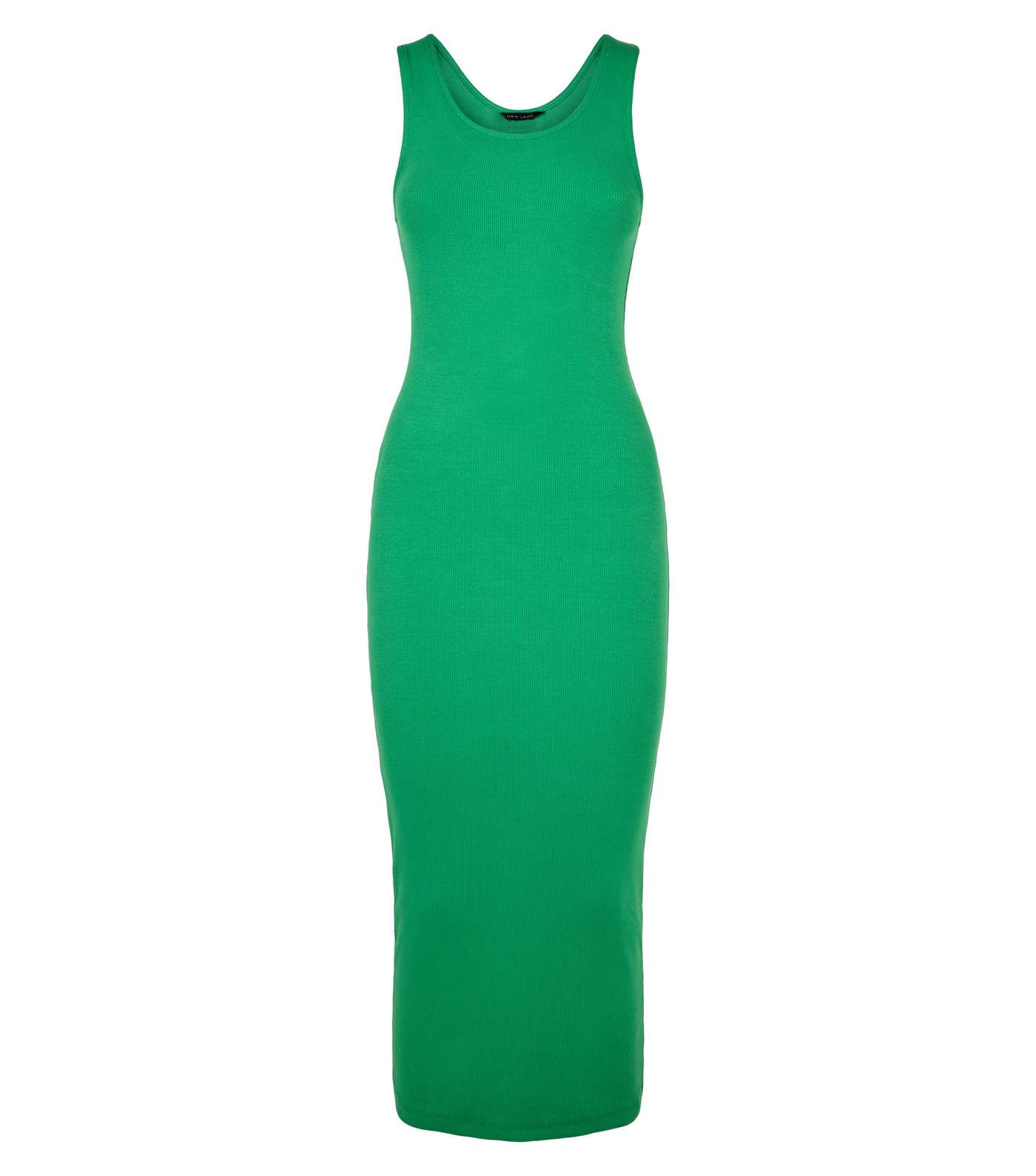 Green Ribbed Bodycon Midi Dress  Image 4